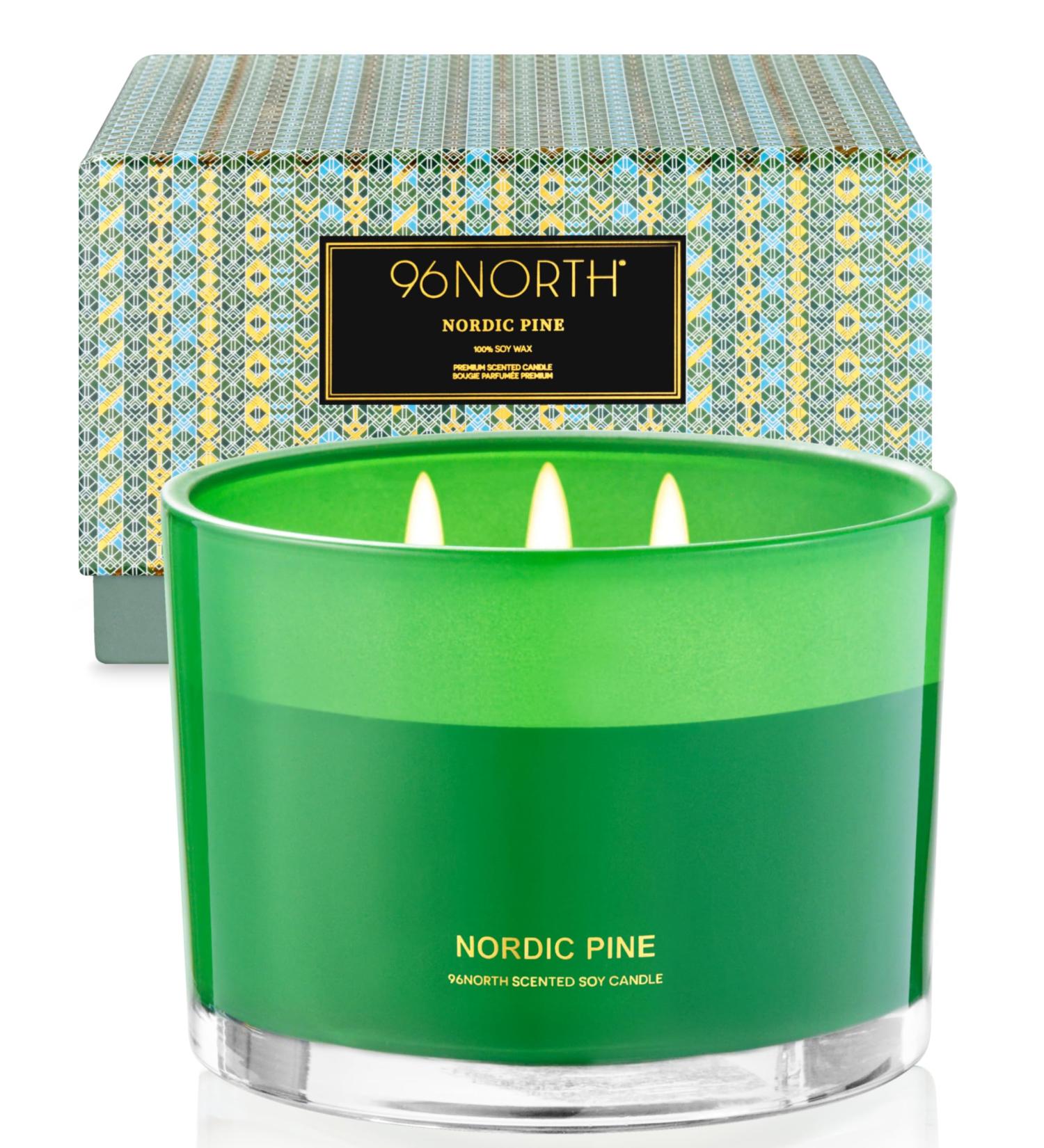 96North Luxury Candles | Kiefer 3-Wick Fragrance Candle | 100% Natural Soy Wax | 40-Hour Burn Time | Perfect Wedding Day Gifts | Nordic Pine Scent - Buy Online on GoSupps.com