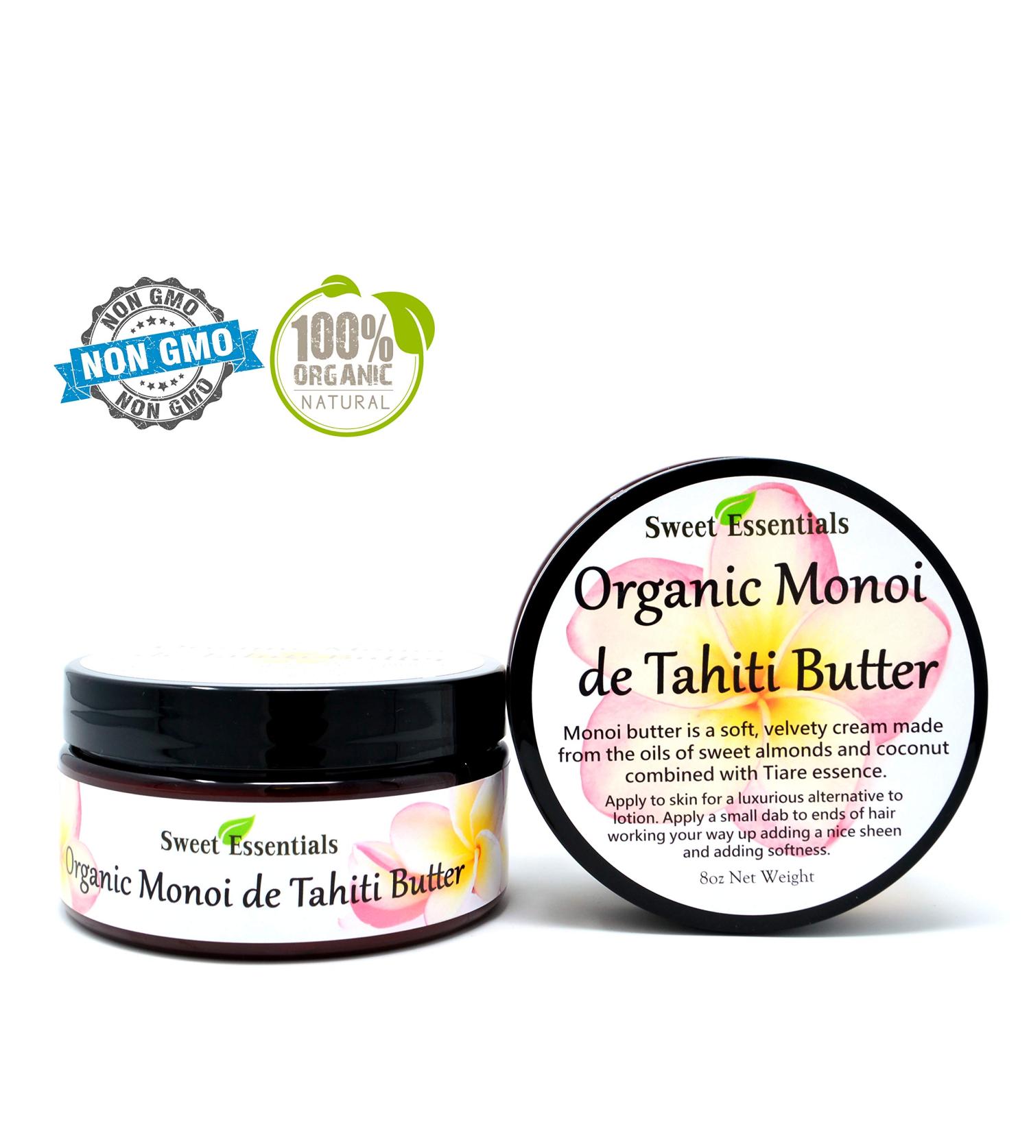 Organic Monoi de Tahiti Butter | 100% Pure | Large 8oz Jar - Imported From Tahiti | Perfect for Hair Skin & Nails | Moisturizing | Hydrating | Great Exotic Scent