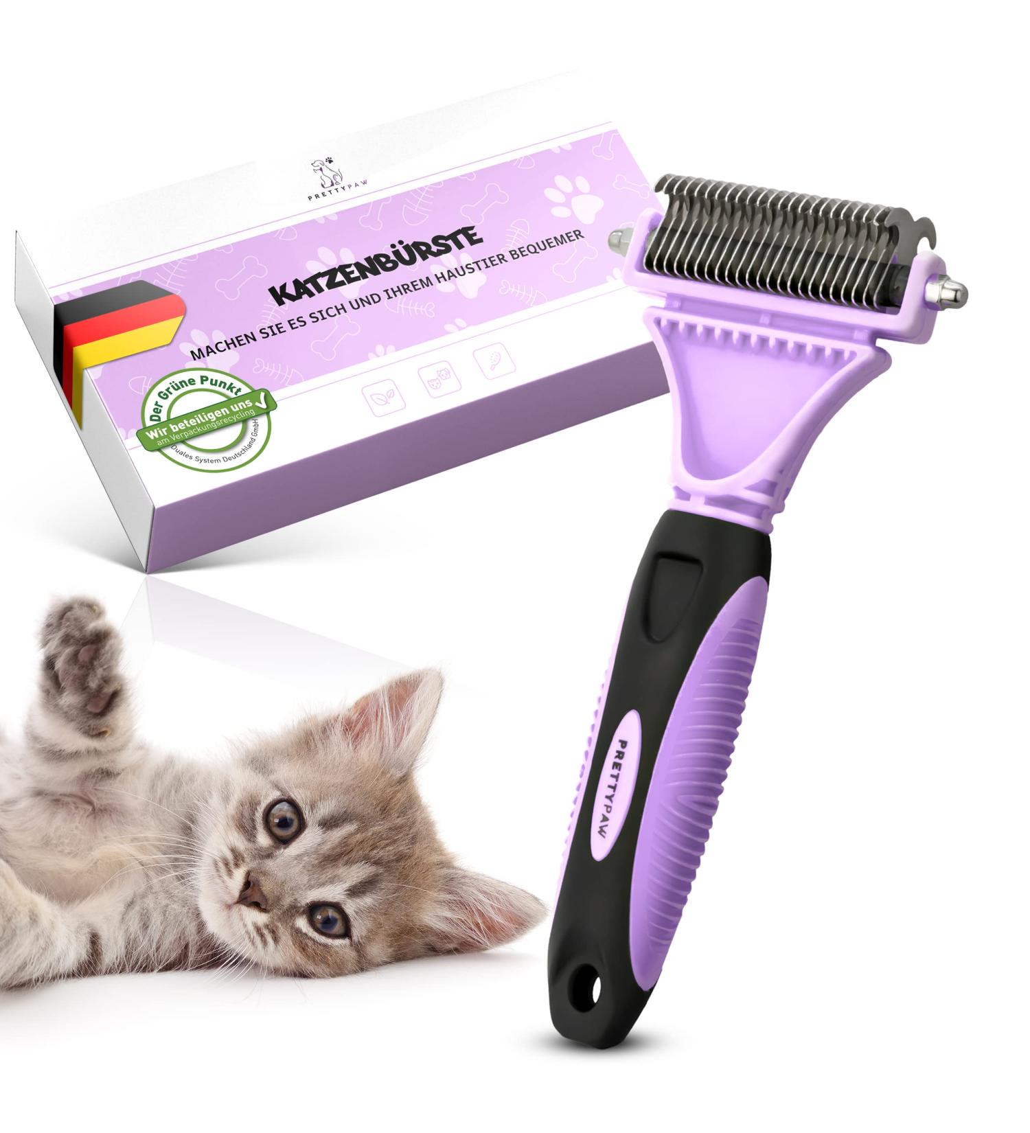 Pretty PAW Cat Brush - Gentle Hair Removal for Long & Short Hair Cats | Lavender Massage Brush for Soft Undercoat - Buy Online on GoSupps.com