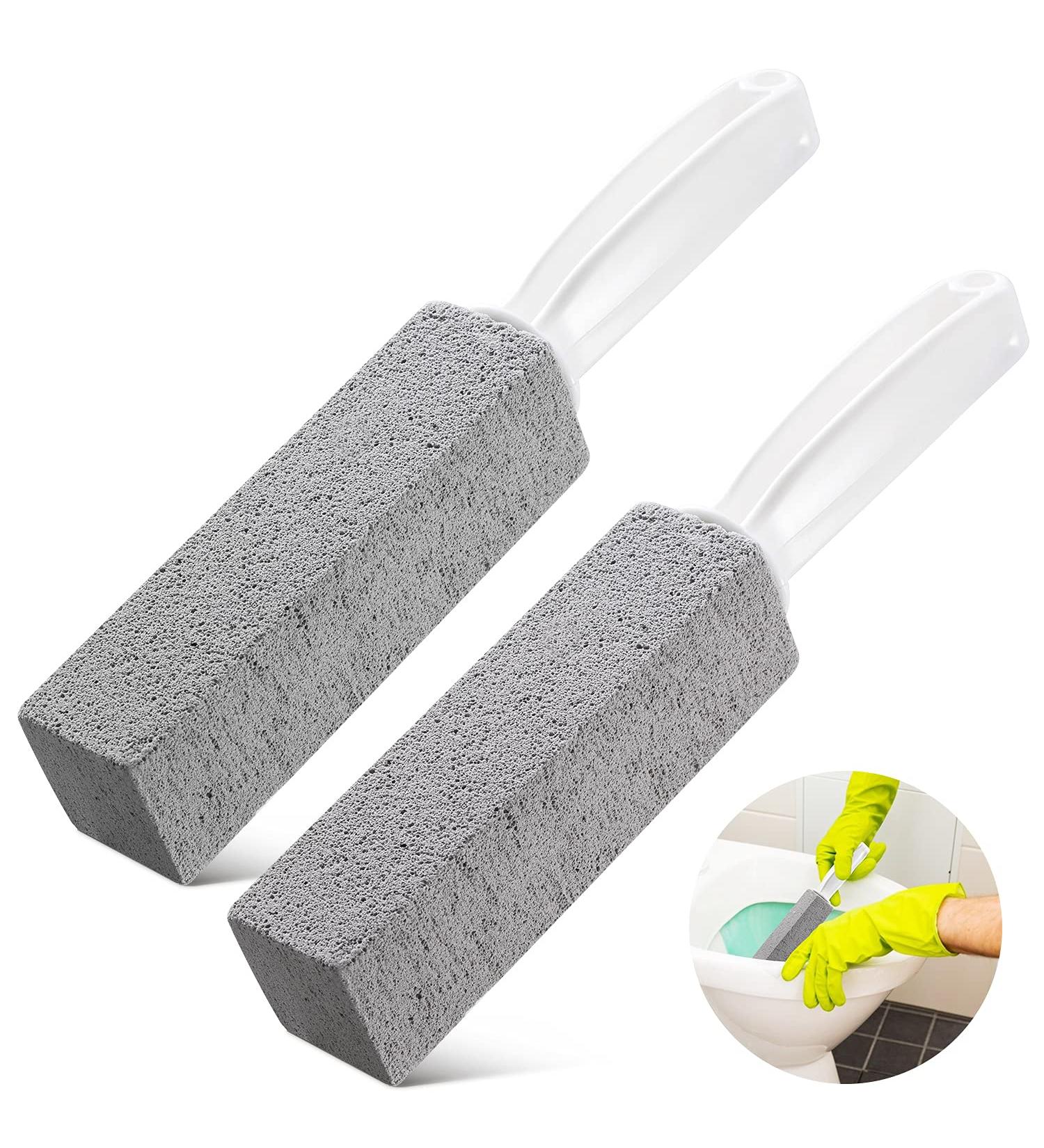 2 Pack Pumice Stone Toilet Cleaner Set - Remove Hard Water Stains & Rings with Ergonomic Short Handle - Ideal for Toilets, Pools, Bathrooms & Sinks - Buy Online on GoSupps.com