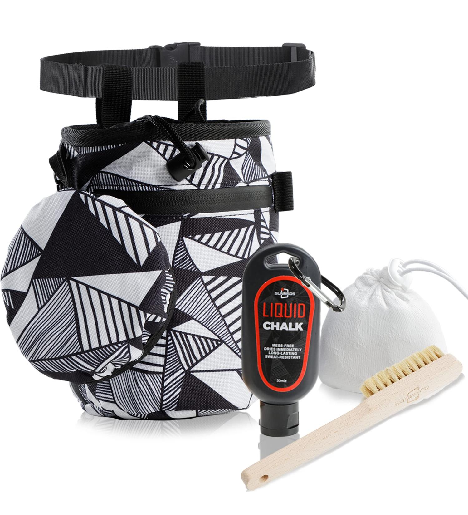 Rock Climbing & Weightlifting Chalk Bag Set - 4 Pack with Refillable Chalk Ball and Liquid Chalk - Gym Equipment Accessories - Buy Online on GoSupps.com