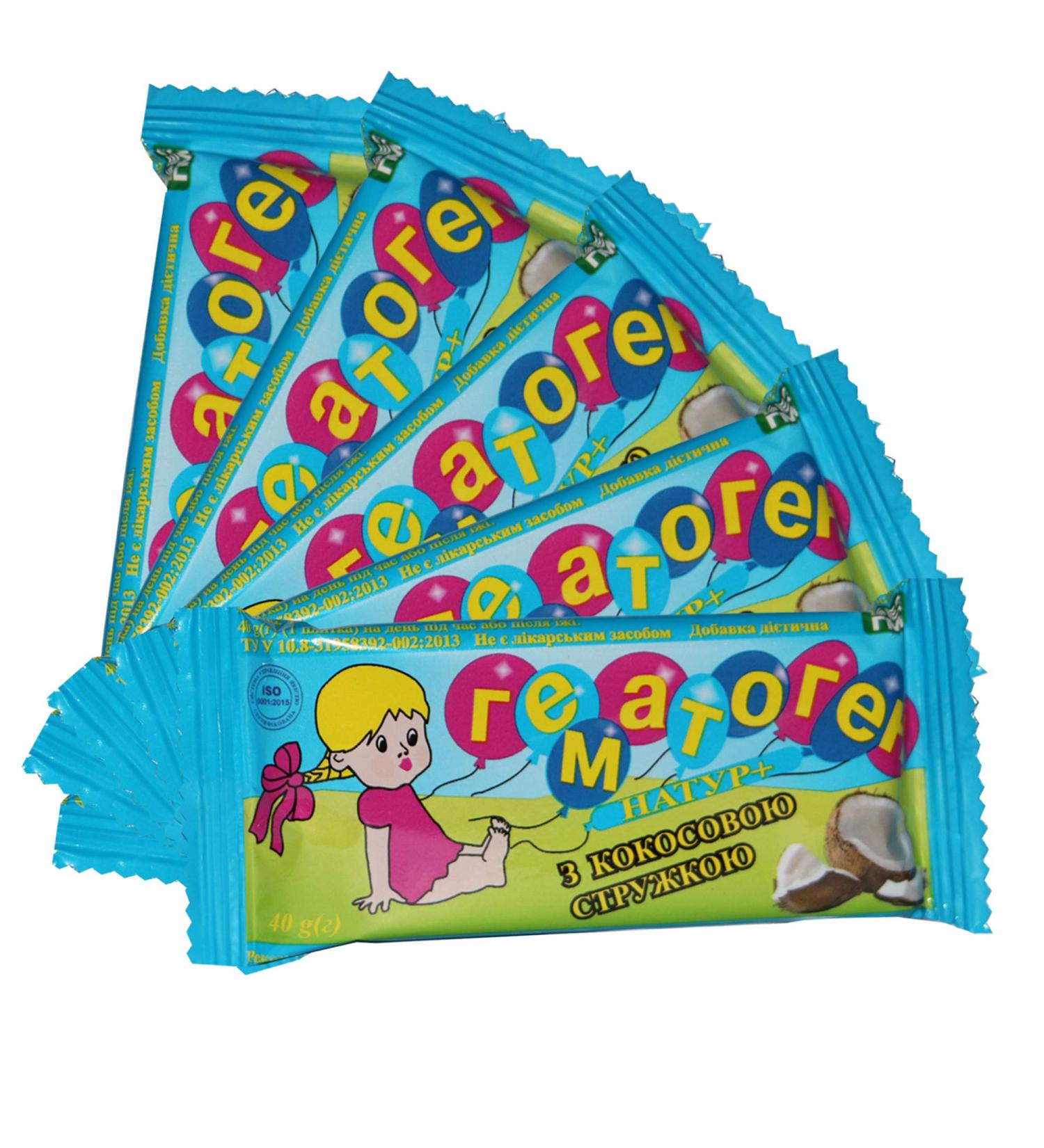 Hematogen 40g (1.4 Oz) 5 Bars - Chocolate with Coconut Crumbs x5 pcs - Buy Online on GoSupps.com