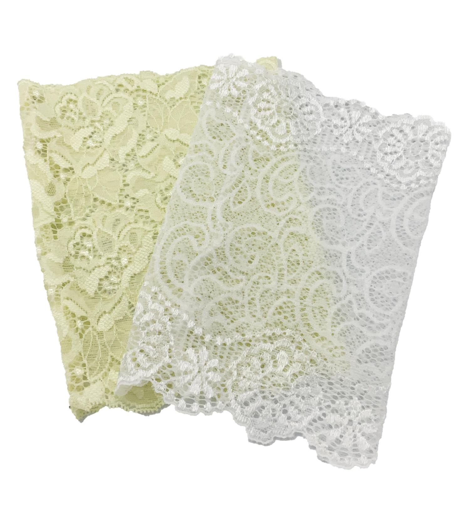 Duo of Decorative Unlined Picc Line Lace Sleeve Cover for Cancer Chemo Diabetes Freestyle Libre Lymes Disease - Suitable for weddings/events (7" Coffee) (1x White & 1x Cream 6.75' approx long) 1x White & 1x Cream 6.75' approx long