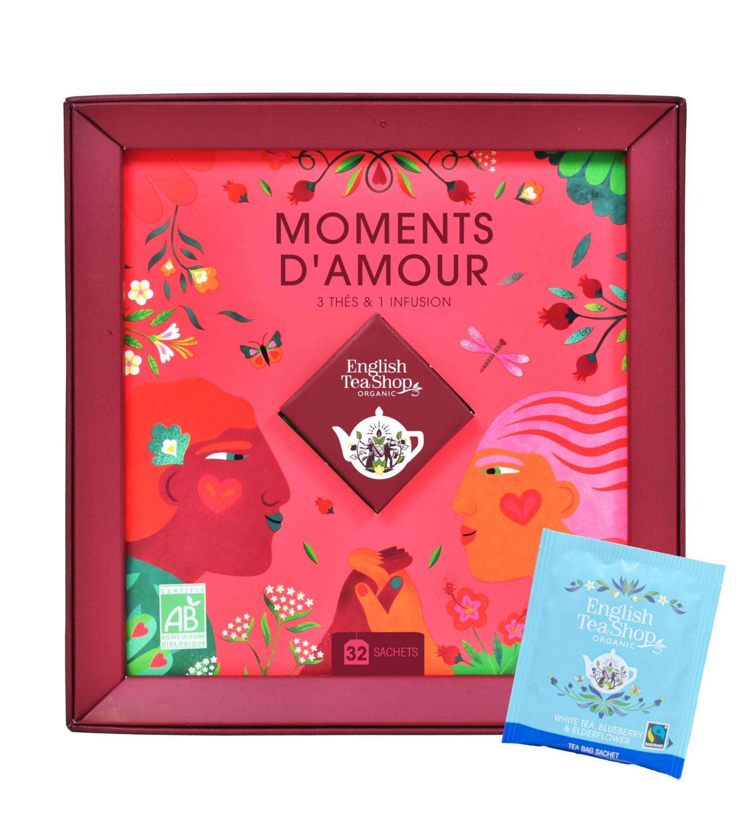 English Tea Shop - Organic teas and infusions set - Moments of love - 3 teas and 1 infusion in a gift box of 32 bags - Gift b - Buy Online on GoSupps.com