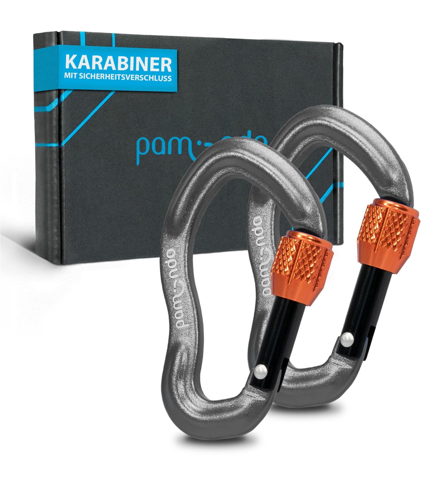 Pamindo Mini Carabiner Set - Screw Cap Aluminum Key Ring Hooks (2x Anthracite) for Outdoor & Travel - Buy Online on GoSupps.com
