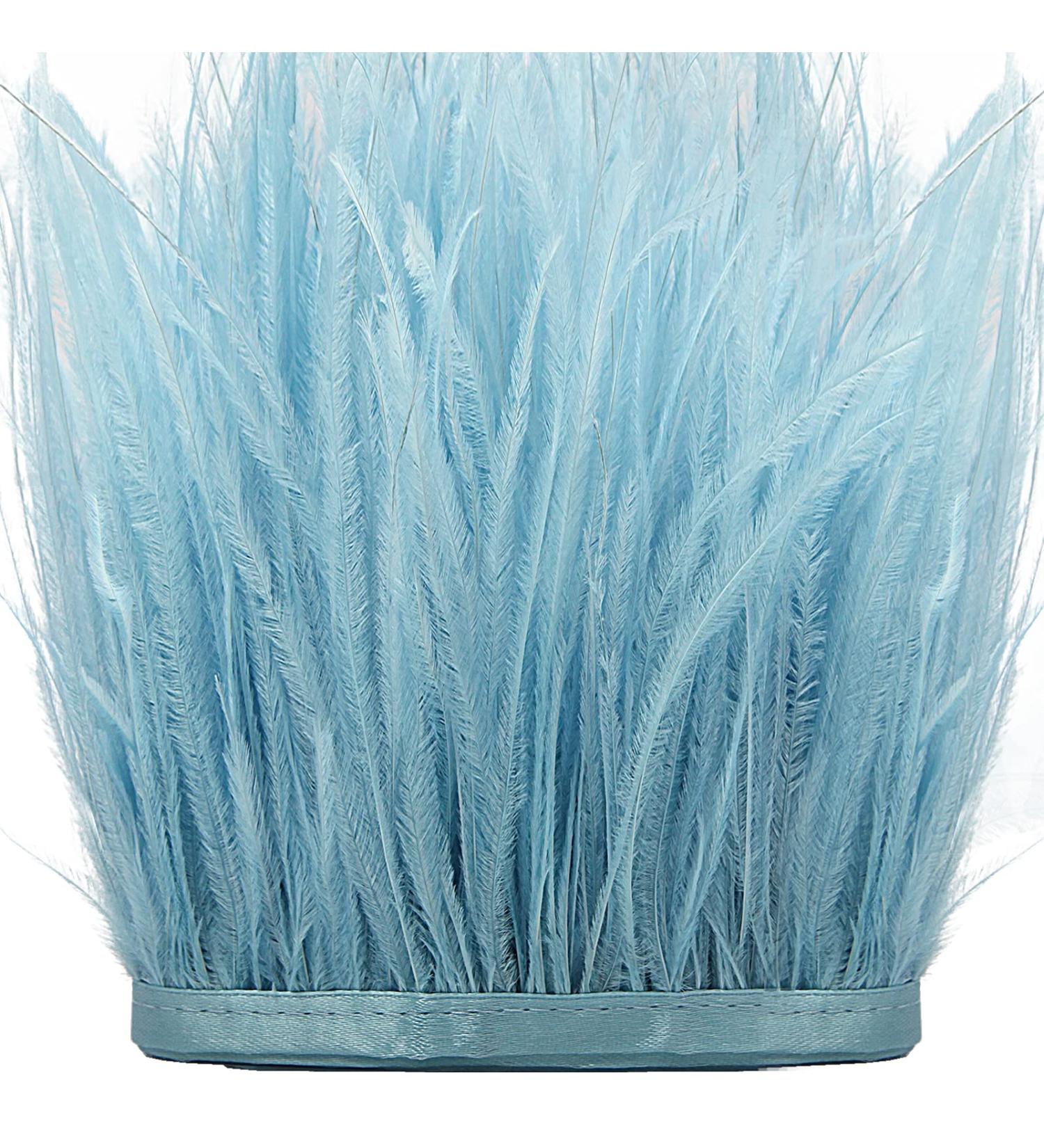 THARAHT Light Blue Ostrich Feather Trim 2 Yard - 4-6 inch Sewing Fringe for DIY Dress Sewing, Craft, Latin Wedding Decor - Buy Online on GoSupps.com