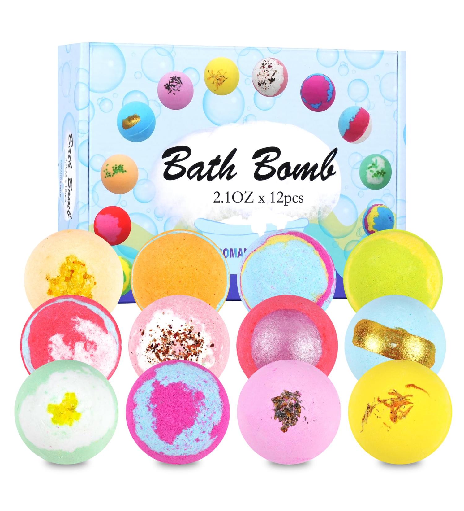 Trecaan Bath Bombs Gift Set 12PCS Organic Bath Bomb for Women Kids Girl Mom Wife Handmade Natural Essential Oil Great Gift for Birthday Valentine's Mother's Day Christmas Anniversary - Buy Online on GoSupps.com