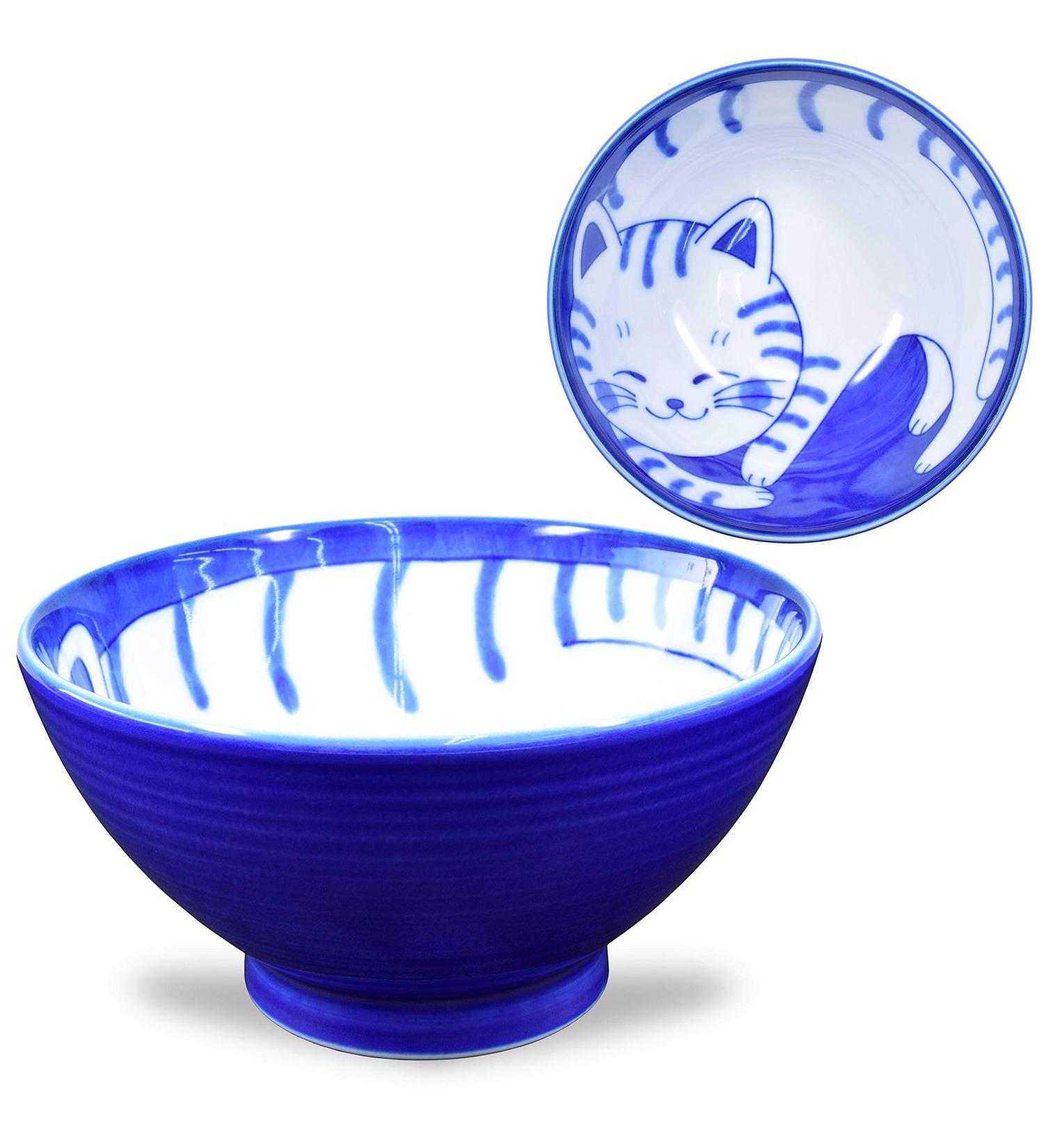 Product of Gifu Japan Mino Ware Japanese Rice Bowl Rice Ramen Noodle Soup Sarada Pasta NEKOCHIGURA Cat Design 4.5 inch 9.2 fl oz Tora Rice Bowl Tora - Buy Online on GoSupps.com