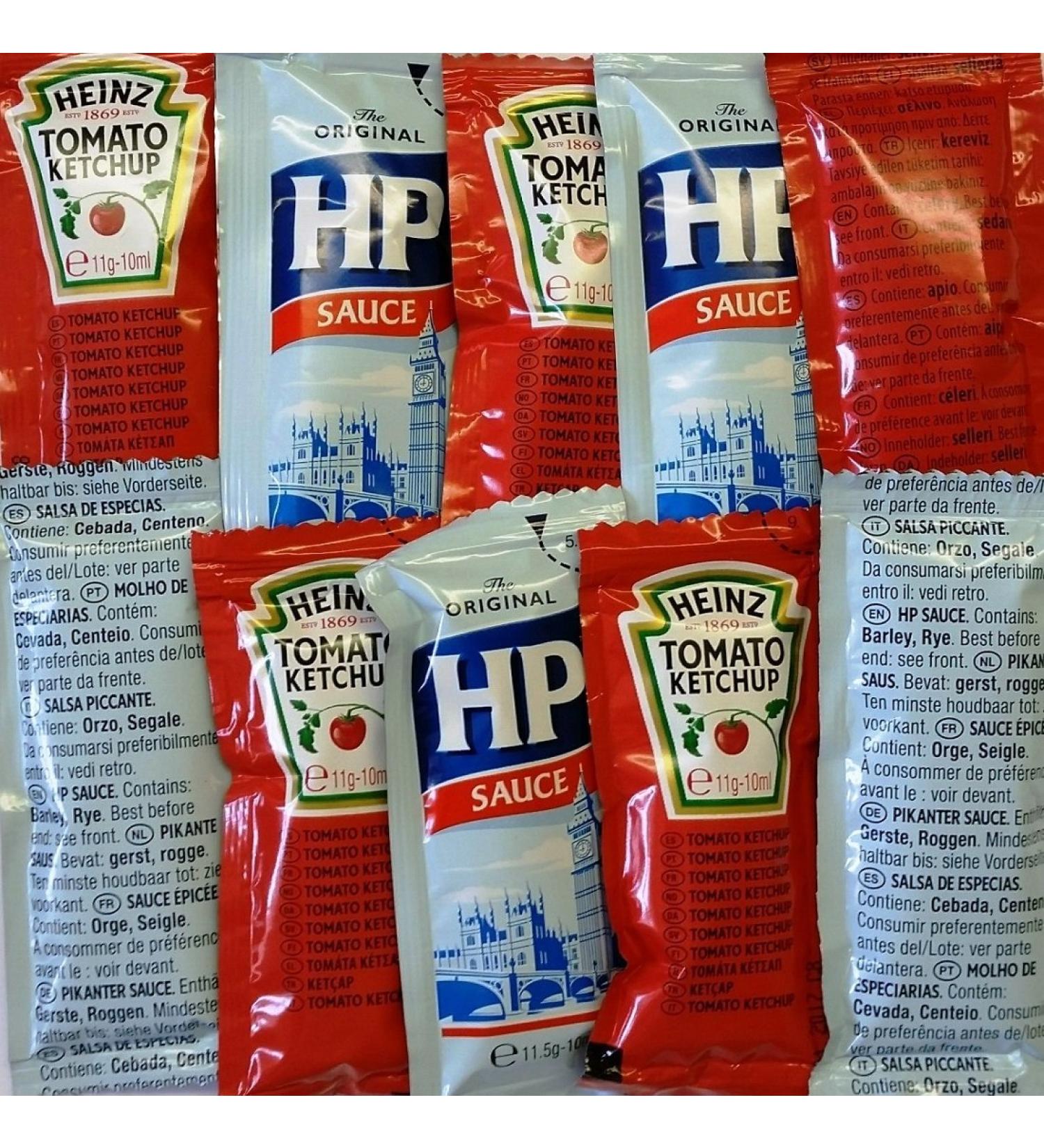 12-Pack Heinz Ketchup and HP Brown Sauce Sachets Combo - 11g and 11.5g Sachets - Buy Online on GoSupps.com