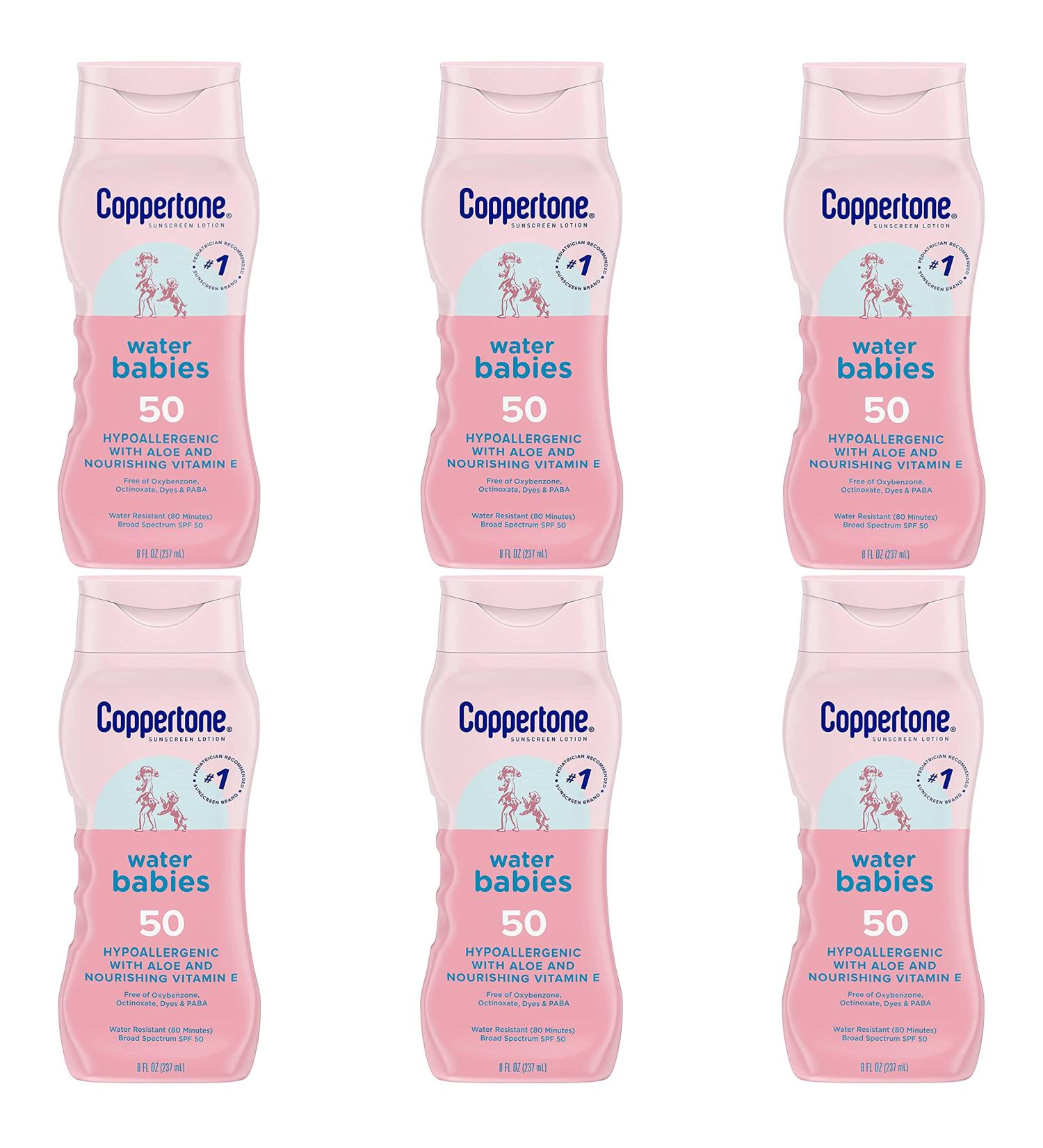 Coppertone Spf#50 Waterbabies Aloe & Vitamin-E Lotion 8 Ounce (237ml) (Pack of 6)