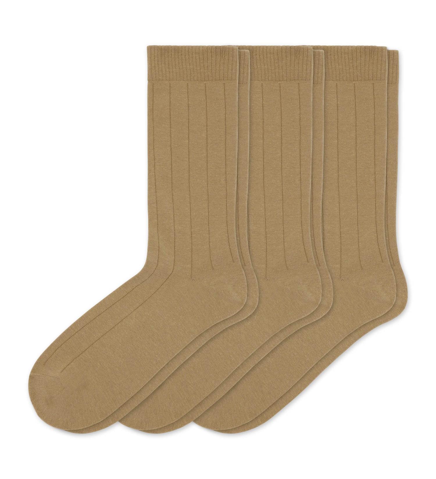 Sugar Free Sox Men's Diabetic Socks 3-Pack, Ribbed Mid-Calf, Khaki (Size 10-13) - Buy Online on GoSupps.com
