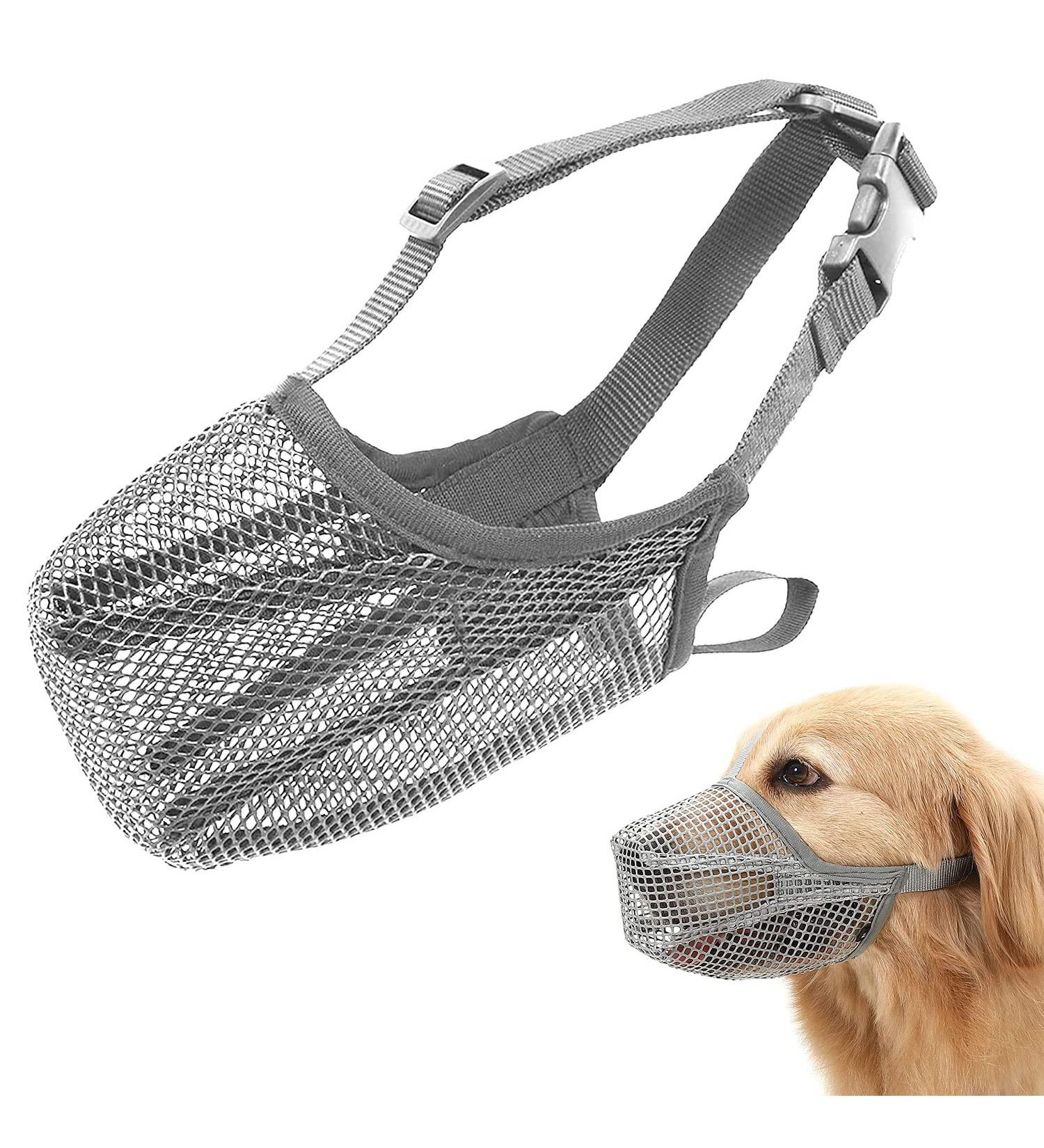 Breathable Mesh Dog Muzzle - Adjustable Nylon Muzzle for Small Dogs | M W-Gray - Buy Online on GoSupps.com