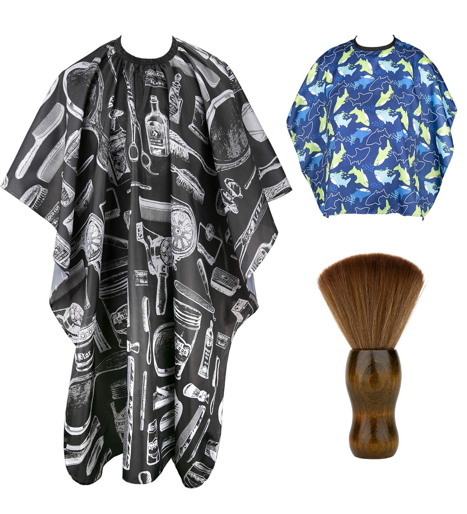 Himart Hair Cutting Barber Cape 2 Pack with Neck Duster Brush - Professional Salon Cape for Men, Women, and Children - Buy Online on GoSupps.com