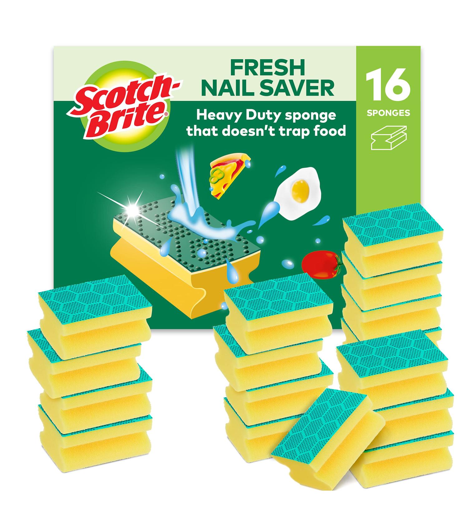 Scotch-Brite Fresh Heavy Duty Scrub Sponge 16 Pieces - Green - Cleans Tough Messes, Food-Trapping Resistant - Buy Online on GoSupps.com