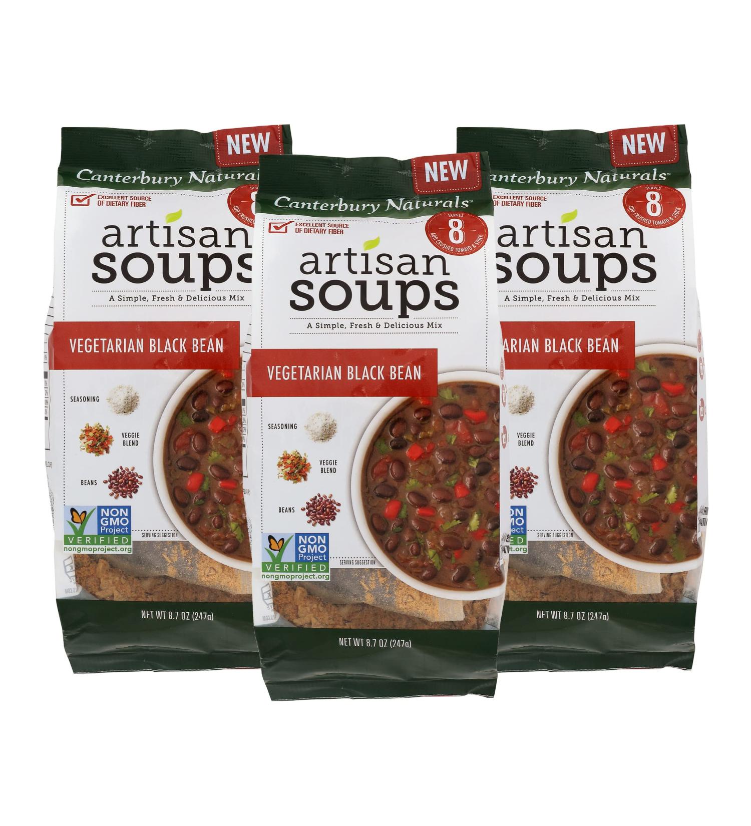 Canterbury Naturals Vegetarian Black Bean Soup Mix - Non-GMO, 8.7 oz (Pack of 3) - Makes 8 Servings - Buy Online on GoSupps.com
