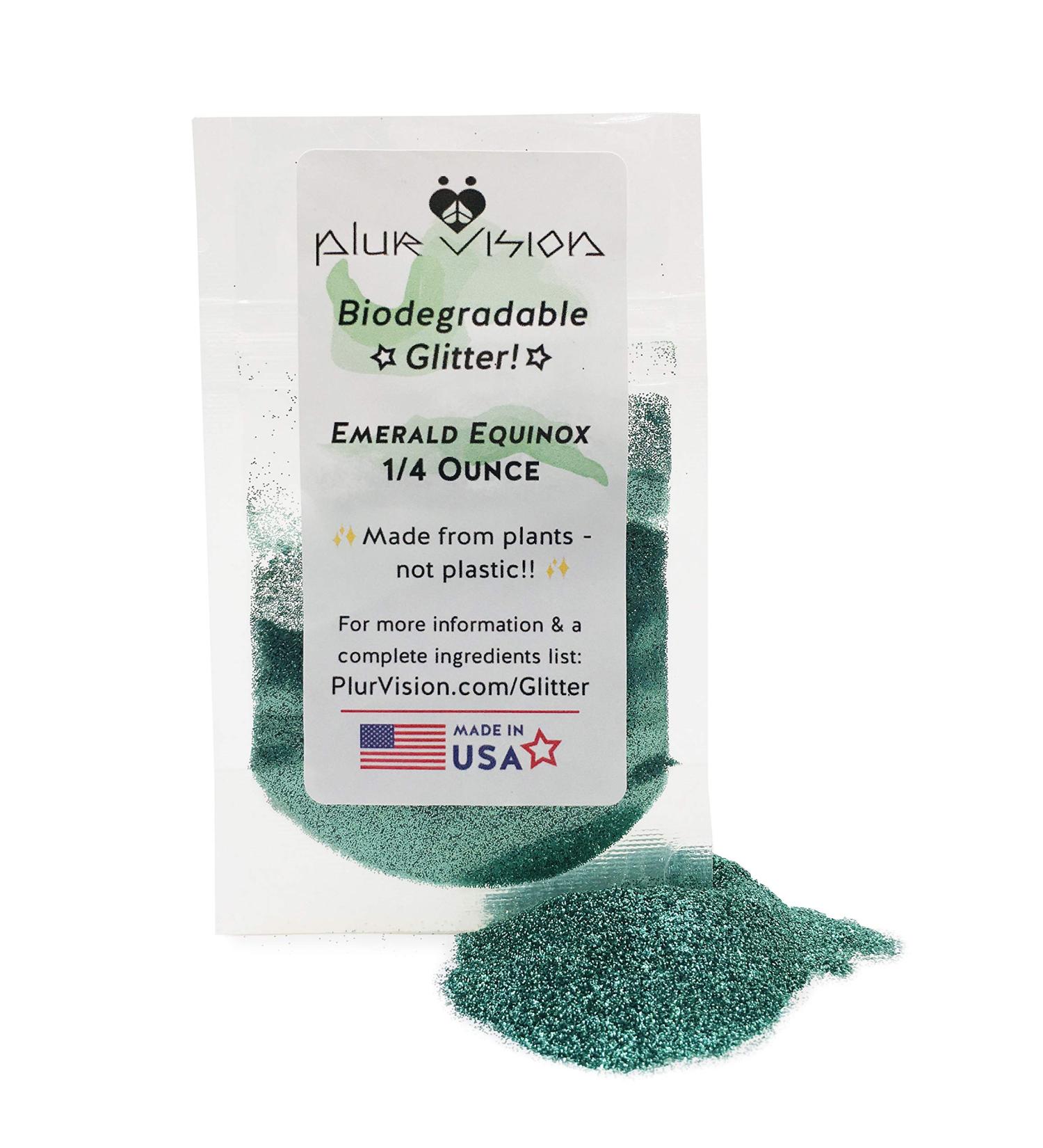 Biodegradable Emerald Equinox Glitter 1/4 oz - Plant Cellulose Earth-Friendly for Body, Cosmetics, Crafts, DIY Projects - Mix with Lotions, Gels, Oils, Face Paint - Buy Online on GoSupps.com