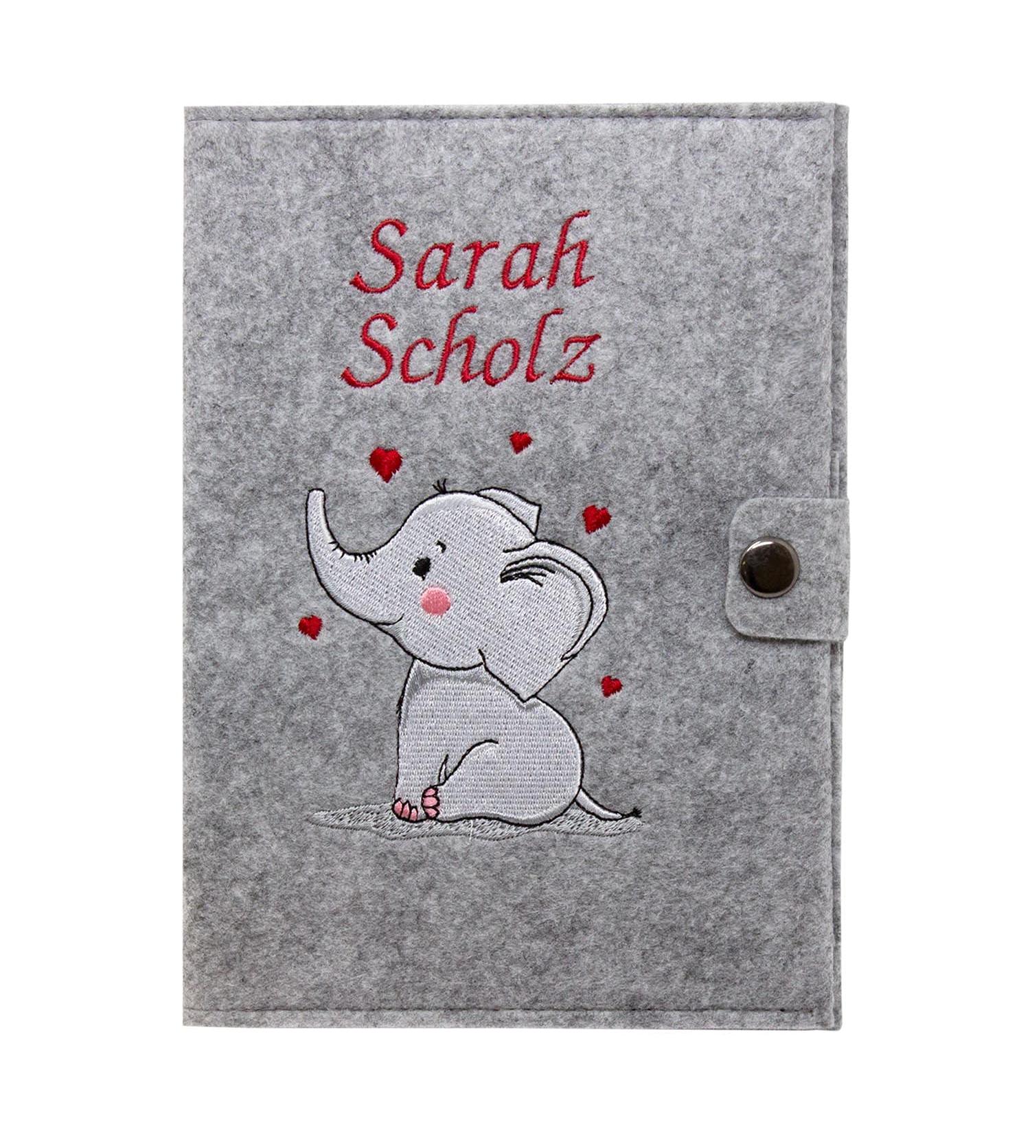 Cozy Racoon Personalized Elephant Mutterpass Cover | Felt Made in Germany | Ideal Gift for Pregnant Mothers with Pockets for Insurance & Ultrasound Images - Buy Online on GoSupps.com