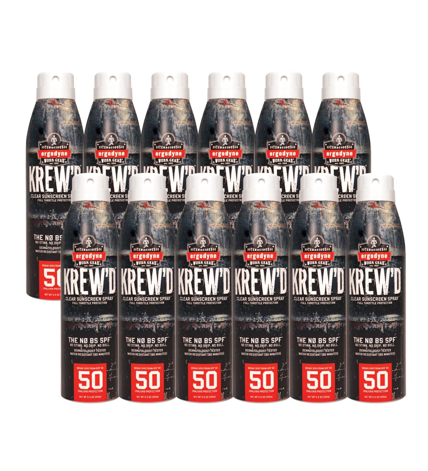 Ergodyne KREW'D 6353 Sunscreen Spray Broad Spectrum SPF 50 Water Resistant 5.5 oz 12-Pack 5.5 Ounce (Pack of 12) - Buy Online on GoSupps.com