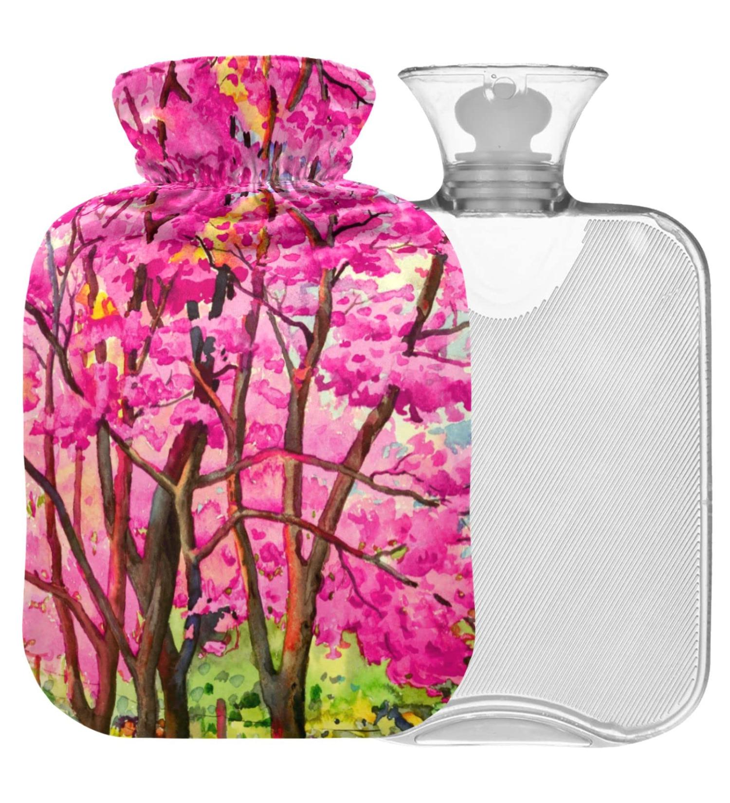 NAANLE 2L Hot Water Bottle with Lid - Cherry Blossom Oil Painting | Back Pain Relief & Cold Therapy Hand/Foot Warmer - Buy Online on GoSupps.com