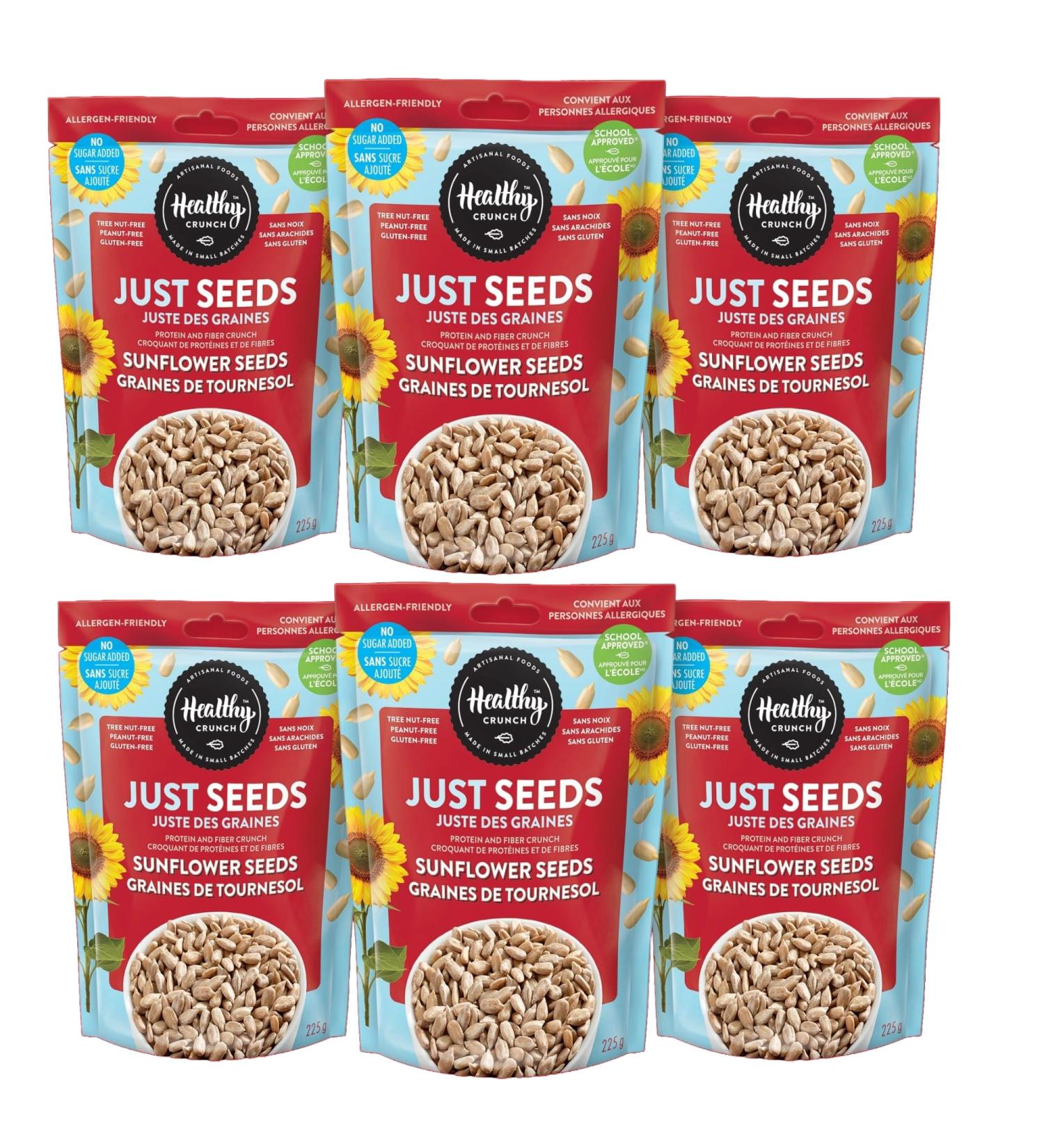 Healthy Crunch Just Seeds Flavored Sunflower Seeds Sunflower Seeds for Eating 6 Units x 225 Grams - Sunflower Seeds Salted - Graine de Tournesol - High Protein Snack - Non-GMO - Vegan - Gluten-Free - Buy Online on GoSupps.com