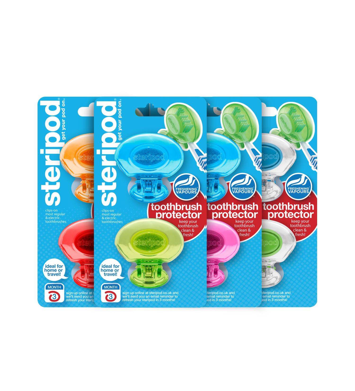 Steripod Clip-On Toothbrush Protector - Multiple Colors | Keep Your Toothbrush Clean and Fresh | [Brand Name] - Buy Online on GoSupps.com