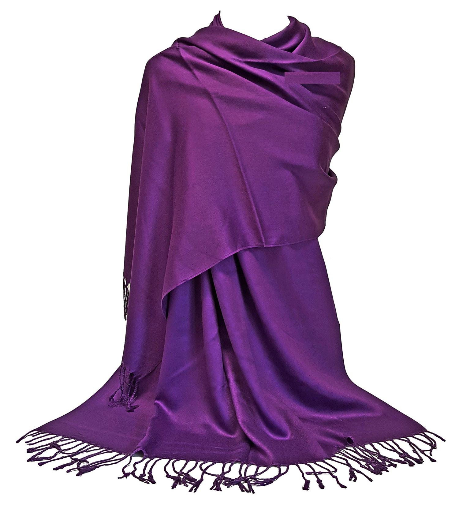GFM Smooth Shiny Surface Pashmina Style Scarf in Dark Purple - L9 Model - Buy Online on GoSupps.com
