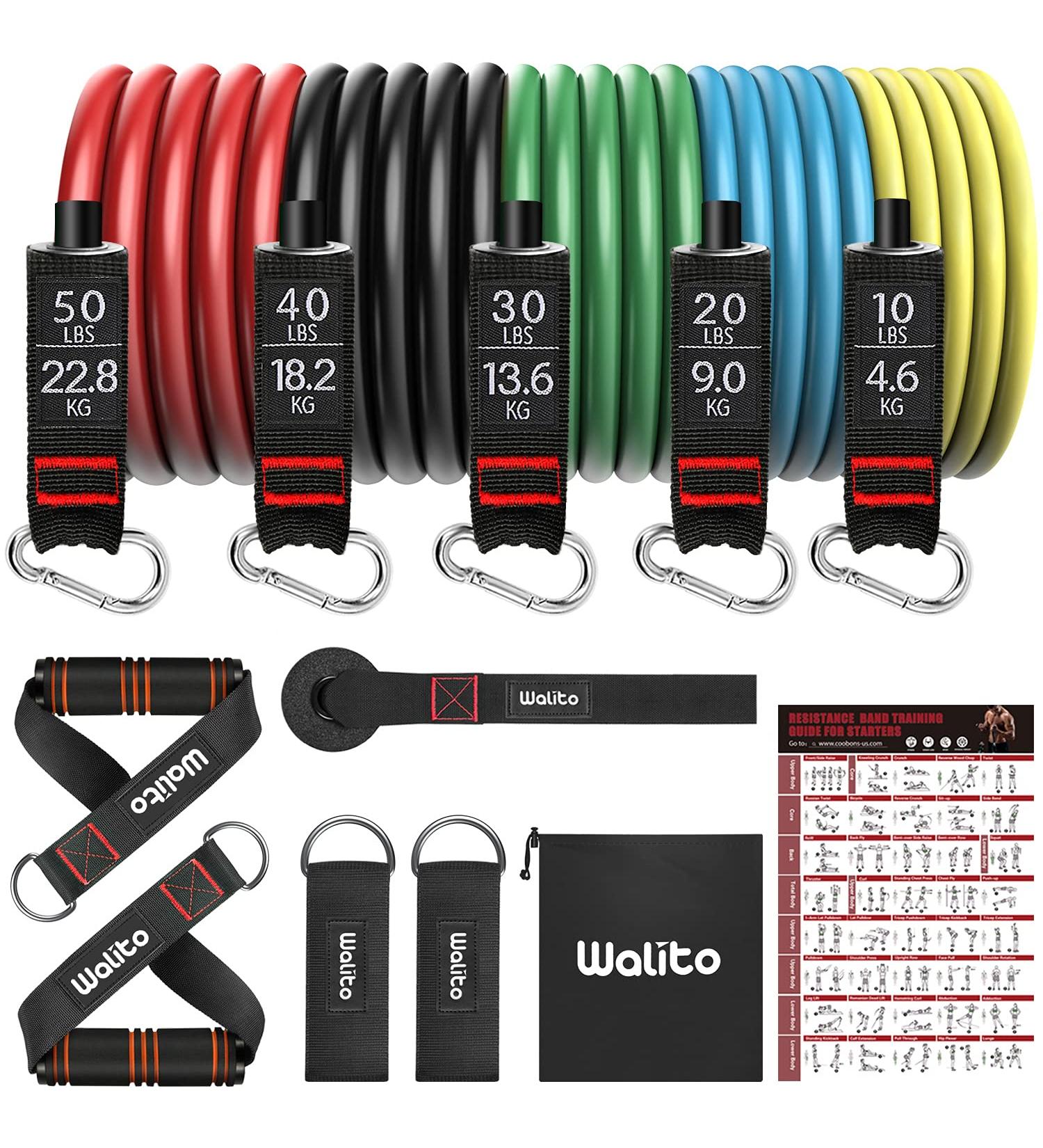 150 250lbs Resistance Bands Set with Handles 5 Tube Fitness Bands for Home Workouts