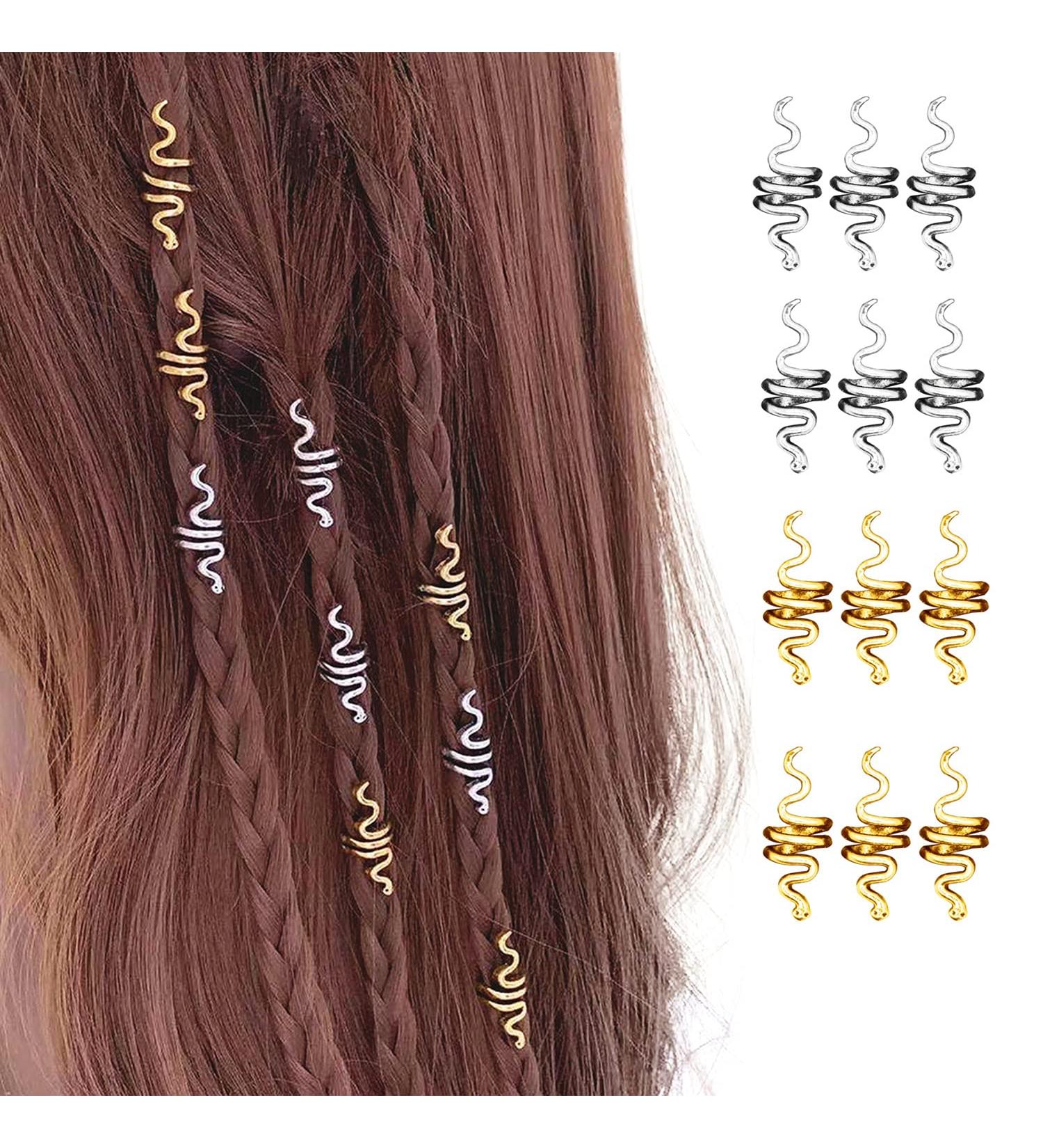 18 Pcs Hair Spiral Beads Metal Cuffs Dreadlock Loc Jewelry Hair Wraps Accessory - Buy Online on GoSupps.com