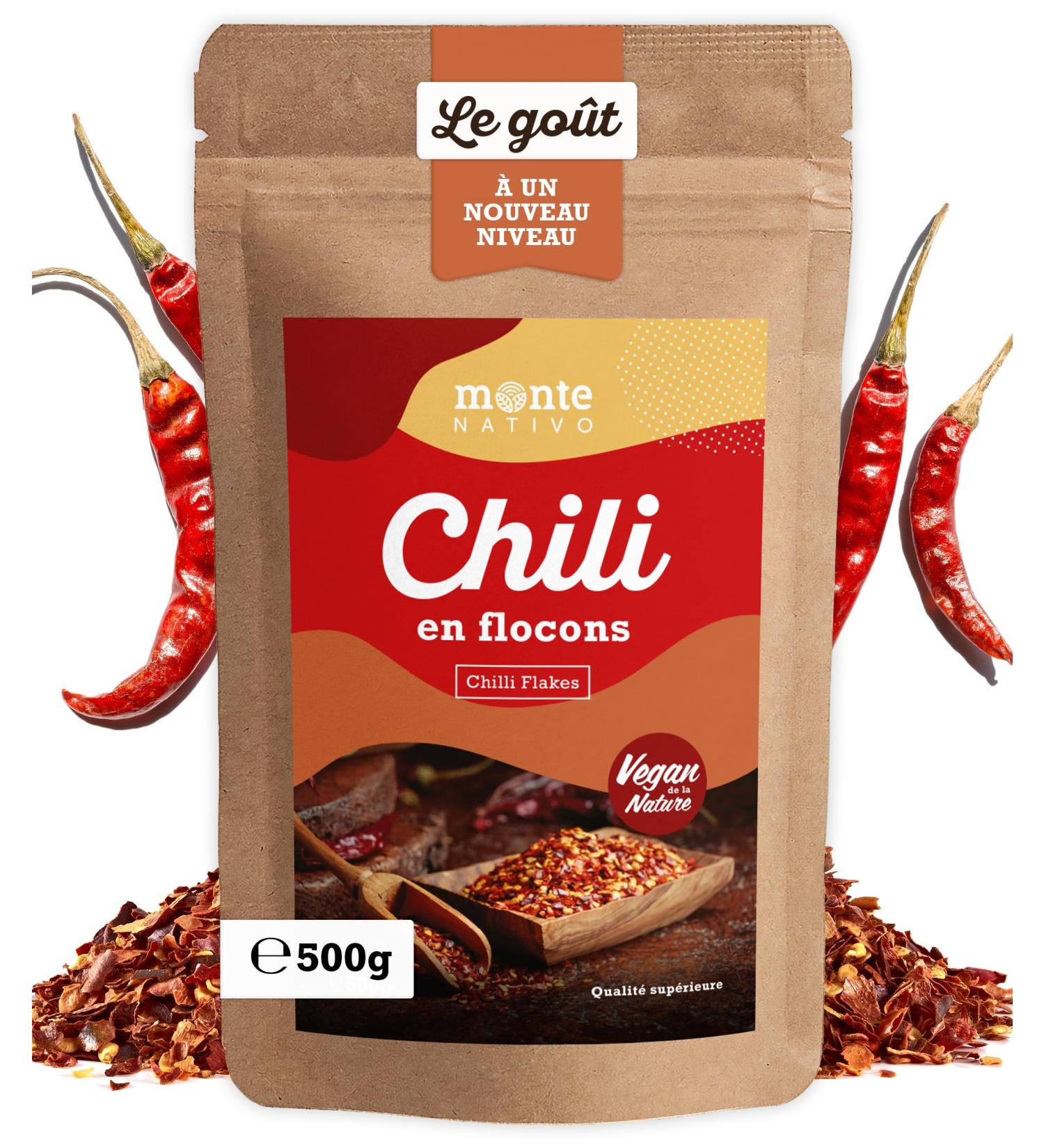Flocons de Piment Monte Nativo (500g) - Piment en Flocons - pices aromatiques s ch es avec soin id ales pour Cuisiner et Assaisonner - Ar me et Go t intenses Flocons de piment 500 g (Lot de 1) - Buy Online on GoSupps.com