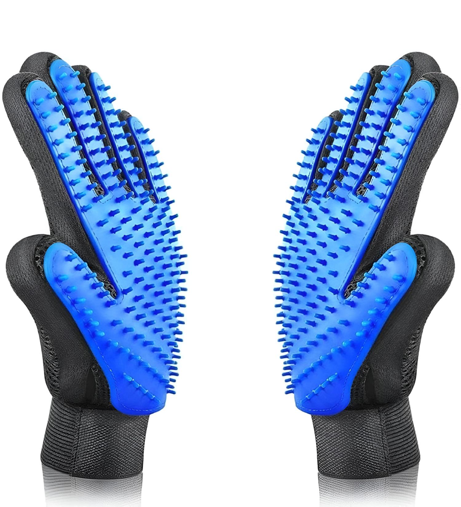 Dog Grooming Glove/Pet Brush Glove Hair Removal Mess-free Grooming with 260 TipsDog Cats Rabbits & Horses with Long/Short/Curly Hair (Blue Right Hand) - Buy Online on GoSupps.com