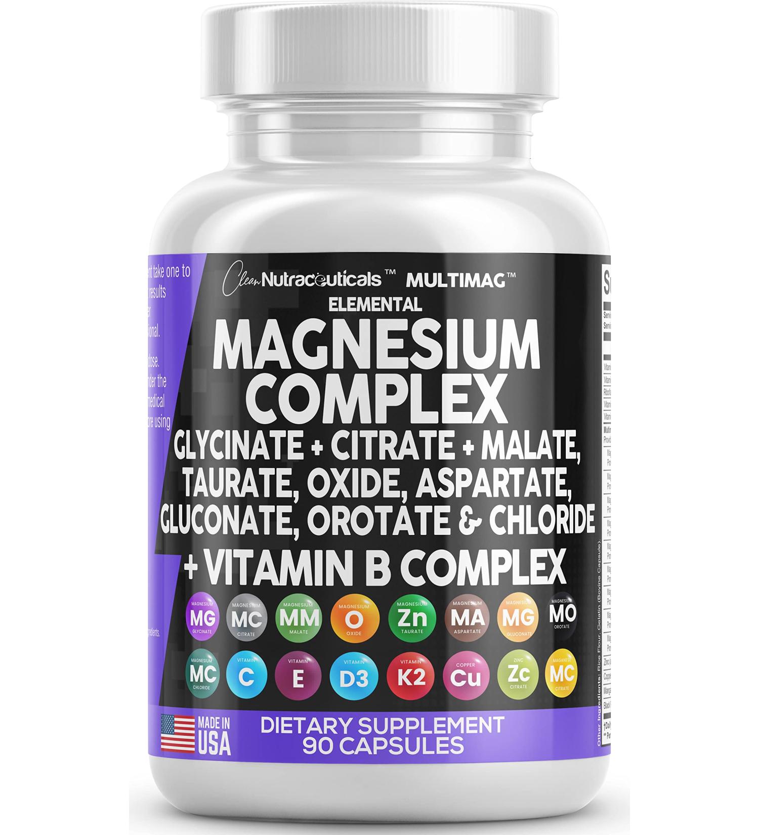 High Potency Magnesium Complex 2285mg with Zinc, Copper, Manganese & Vitamin C - 90 Count | Made in USA - Buy Online on GoSupps.com