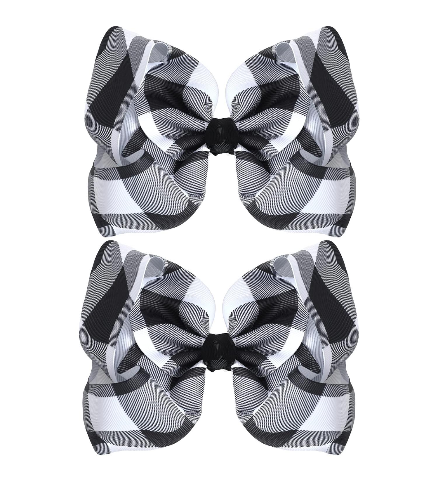 Syhood Christmas 6.3 inch Large Bows with Alligator Clips - Black White Plaid Hair Accessories for Girls & Women - Perfect for Christmas Party - Buy Online on GoSupps.com