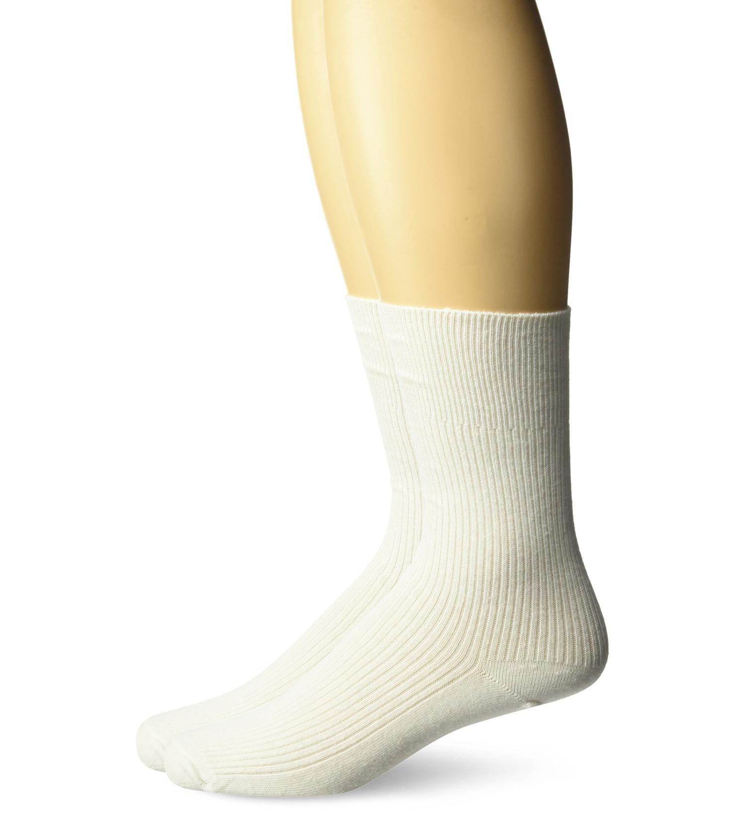 Carolina Ultimate Men's Diabetic Non-Binding Dress Crew Socks 2 Pack - Large White - Buy Online on GoSupps.com