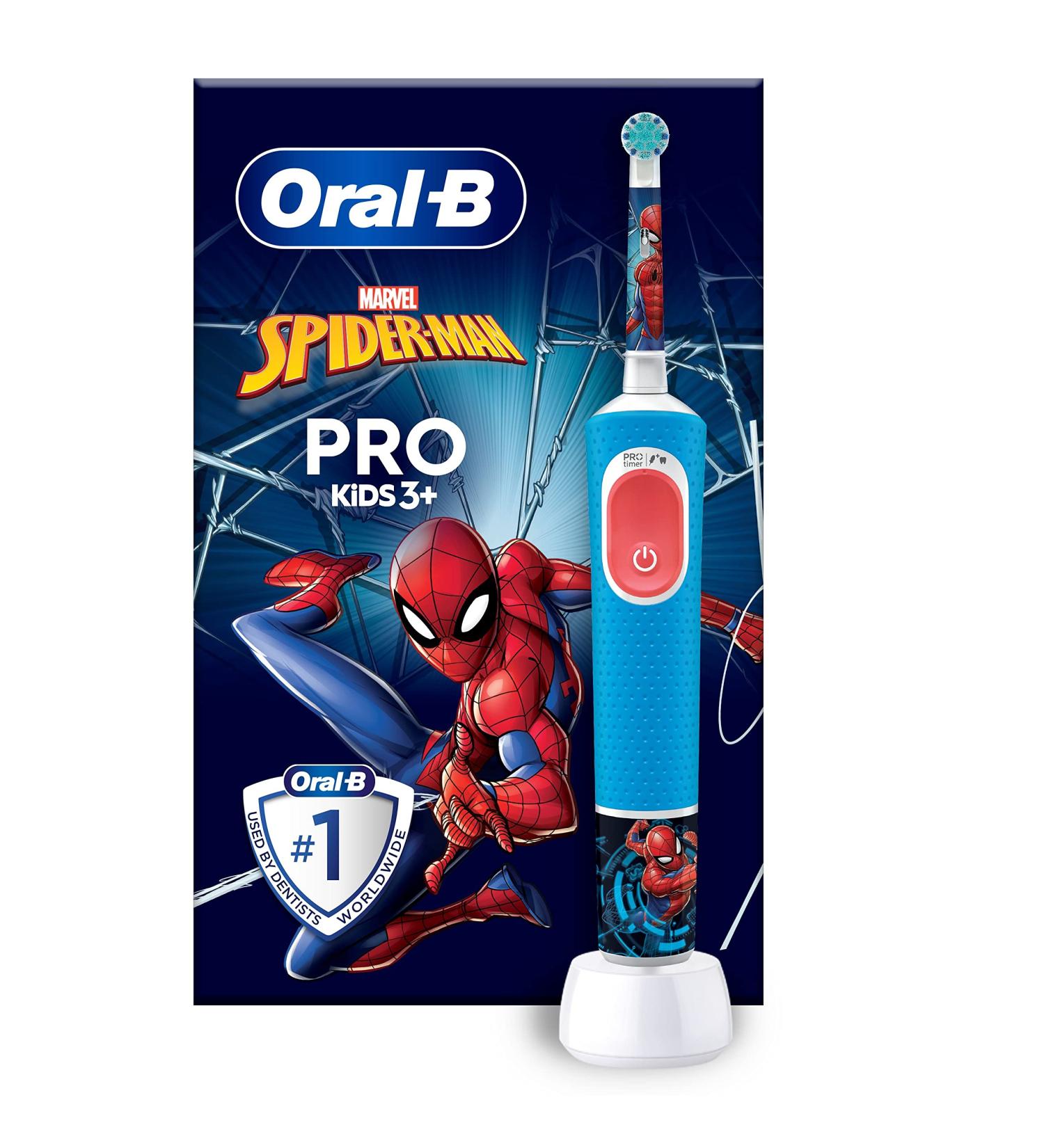 Oral-B Pro Kids Electric Toothbrush | Christmas Gift for Kids | Spiderman Stickers | 2 Modes | Kid-Friendly Sensitive Mode | Ages 3+ | 2 Pin UK Plug | Blue - Buy Online on GoSupps.com