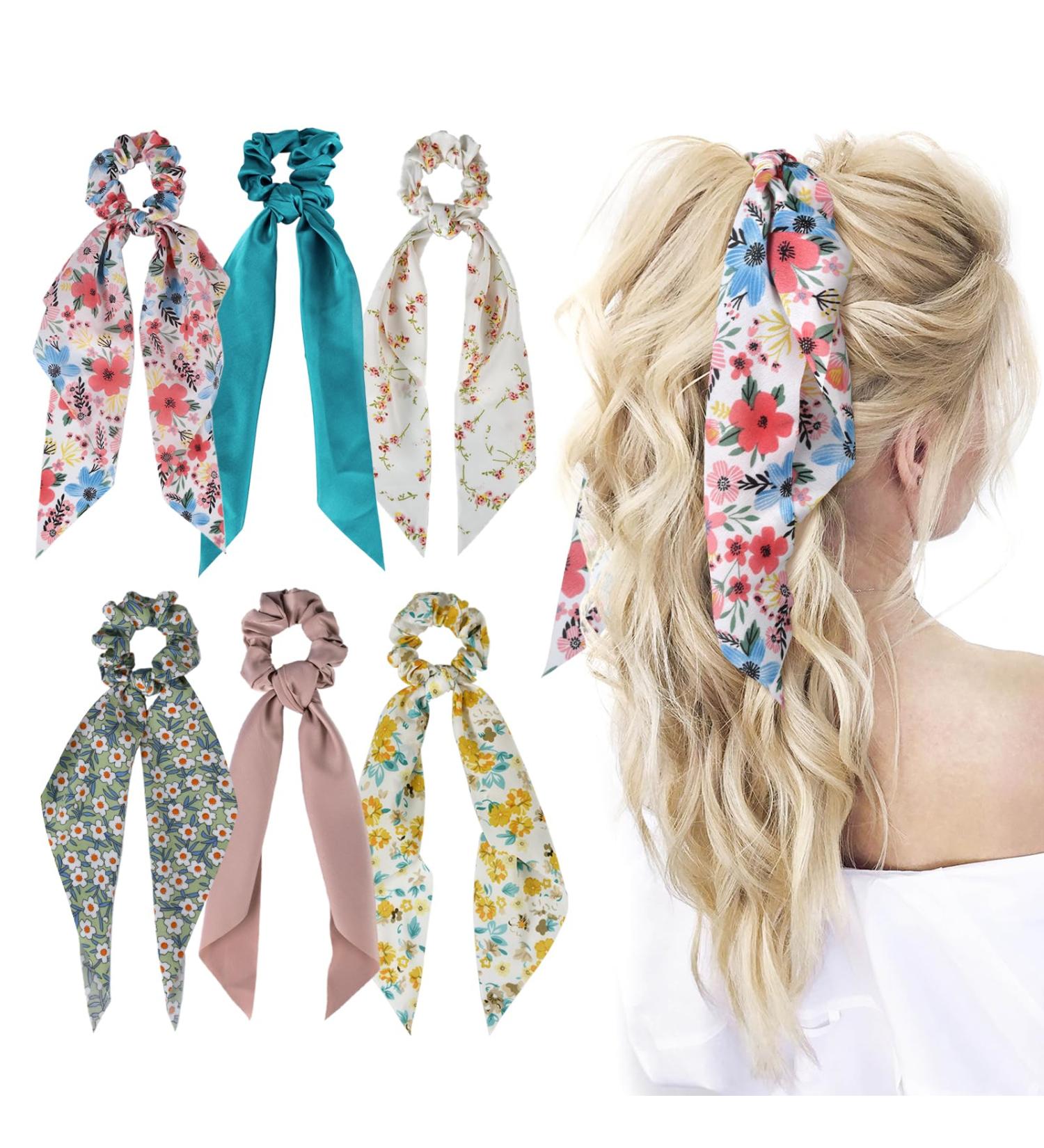 Besbomig 6-Piece Chiffon Flower Hair Ties | Elastic Ponytail Holders for Women & Girls - Color 3 - Stylish Hair Accessories - Buy Online on GoSupps.com