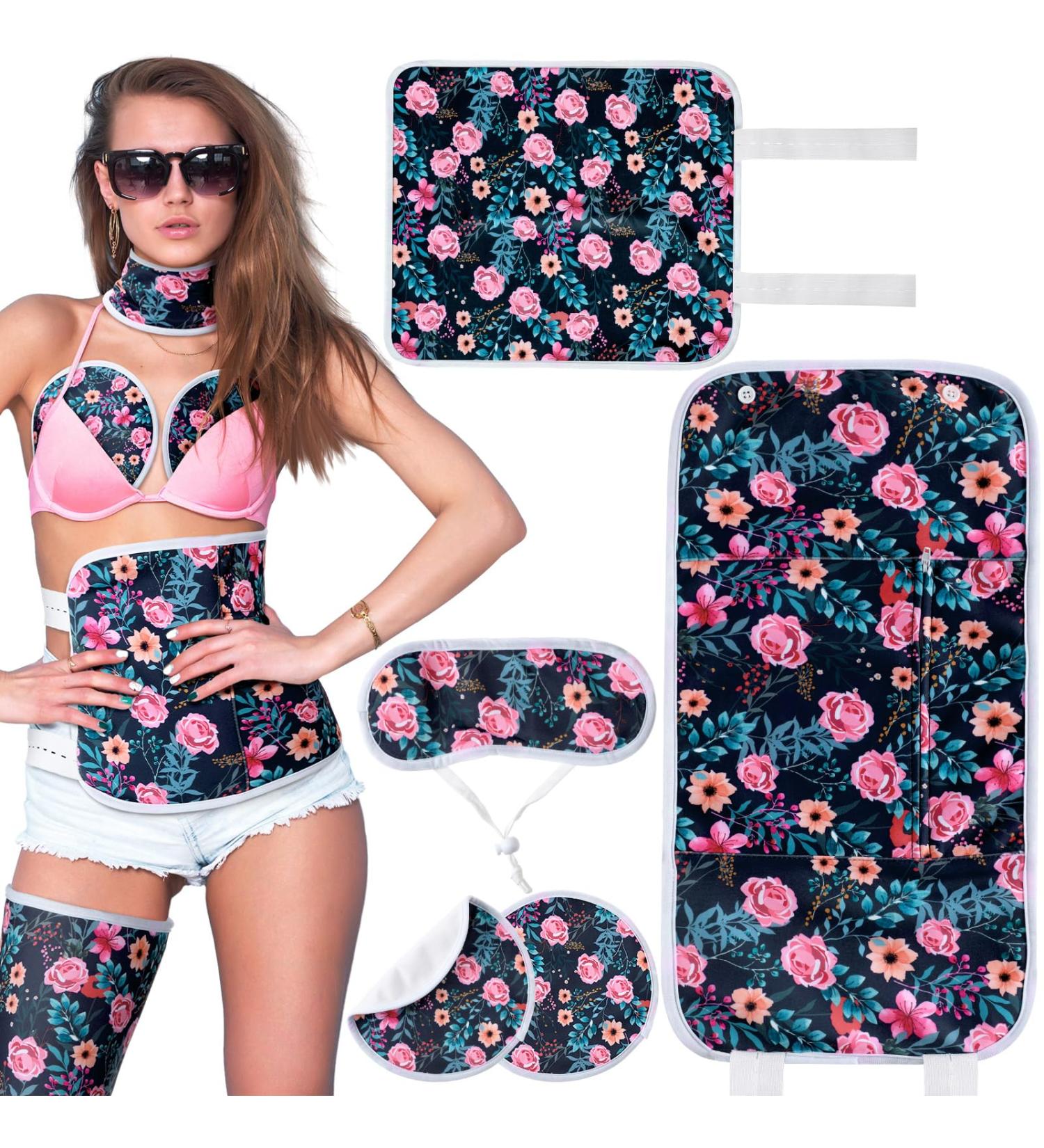 Buy Timgle 4 Pcs Castor Oil Pack Kit - Adjustable Flannel Wraps for Neck Breast Waist & More | Reusable Anti Oil Leak | Perfect for Liver & Knee Relief - Floral Style - Buy Online on GoSupps.com