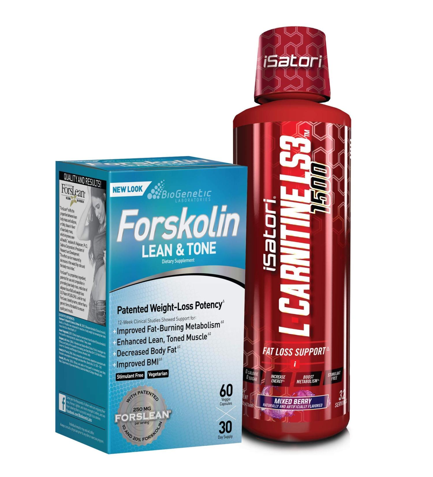 iSatori L-Carnitine LS3 Mixed Berry 1500mg & BioGenetic Labs Forskolin Lean & Tone - Combo Pack - Buy Online on GoSupps.com