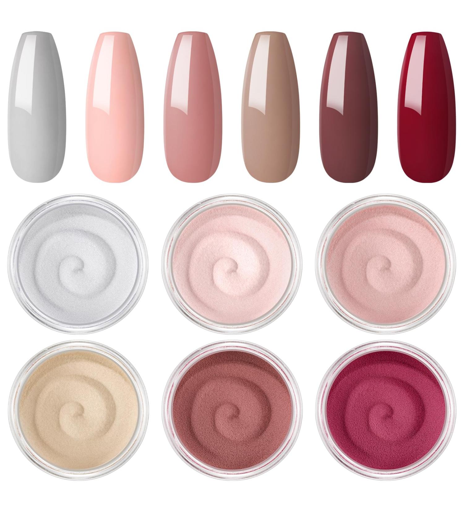 2G Dipping Powder Kit Nail Starter Nail 6PCS Dipping Powder System French Powder No Needed Nail Lamp Fast Dry Nail Art Manicure DIY Salon Gift Set for Women Girls DIY Nail Beginner Home Salon Gift color01 - Buy Online on GoSupps.com