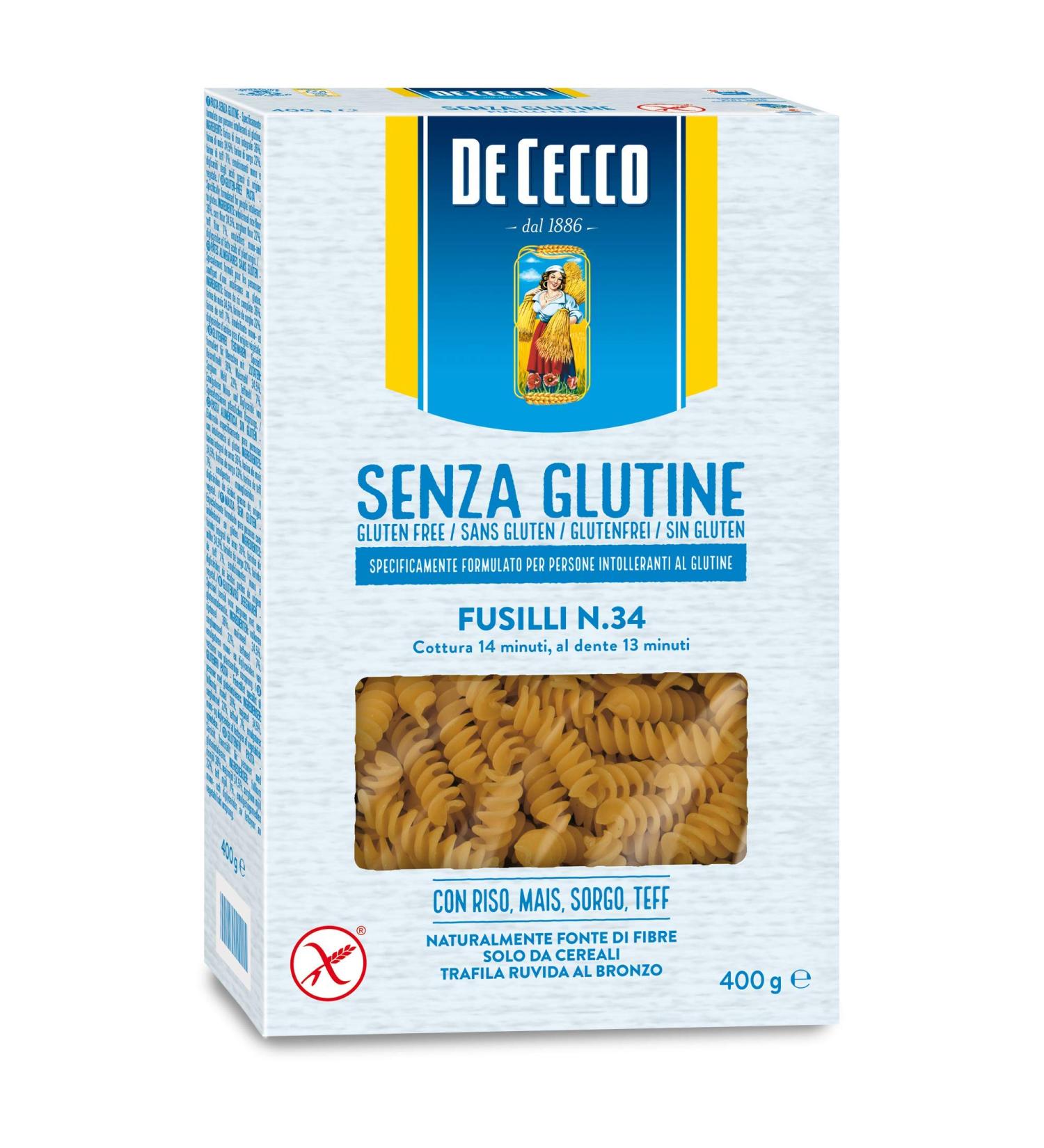 5 x De Cecco Fusilli 400 g gluten free glutenvrije pasta noedels