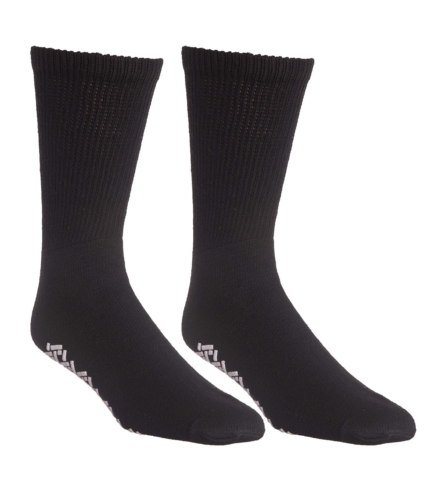 Non Skid Diabetic Crew Socks - Breathable Anti Slip Socks for Painful Feet Relief - 6 Pairs Black 10-13 - Buy Online on GoSupps.com