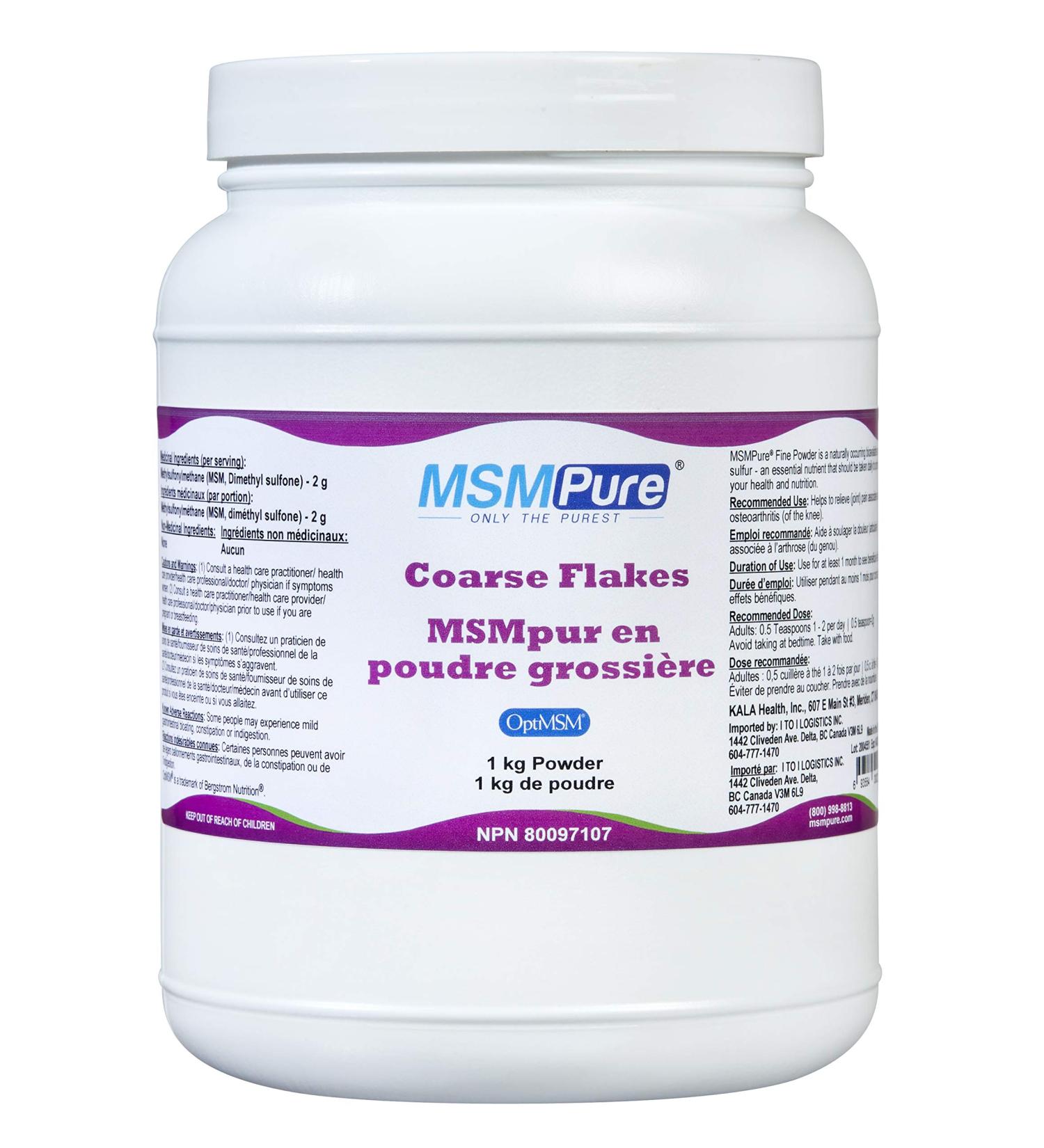 MSMPur flocone de poudre grossi re 1 kg Cristaux de soufre organique Suppl ment de MSM pur distill 99 9% Fabriqu aux Etats-Unis - Buy Online on GoSupps.com