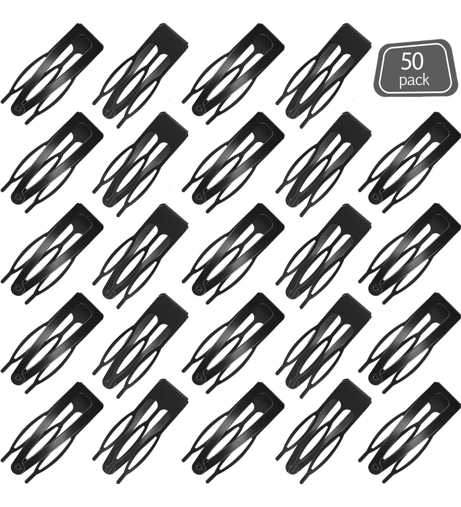 50-Piece Double Grip Hair Clips - Metal Snap Barrettes for Women Hairstyle Making, Black - Buy Online on GoSupps.com