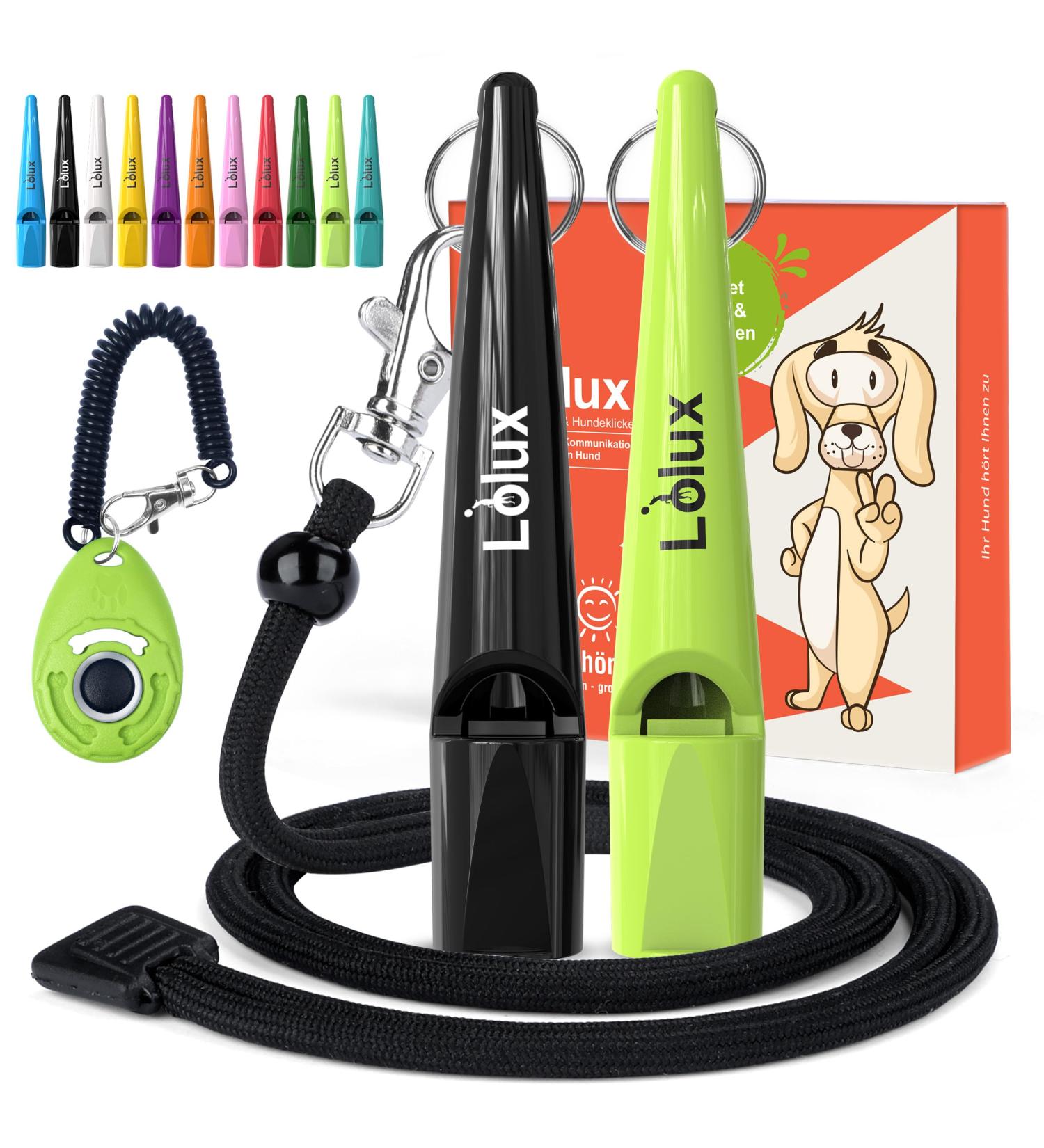 LIOLUX Professional Dog Whistles - 2 Pack with Clicker & Lanyard | Loud & Clear Training Tool for Dogs - R tter Refraction DG Gr n/Schwarz - Buy Online on GoSupps.com