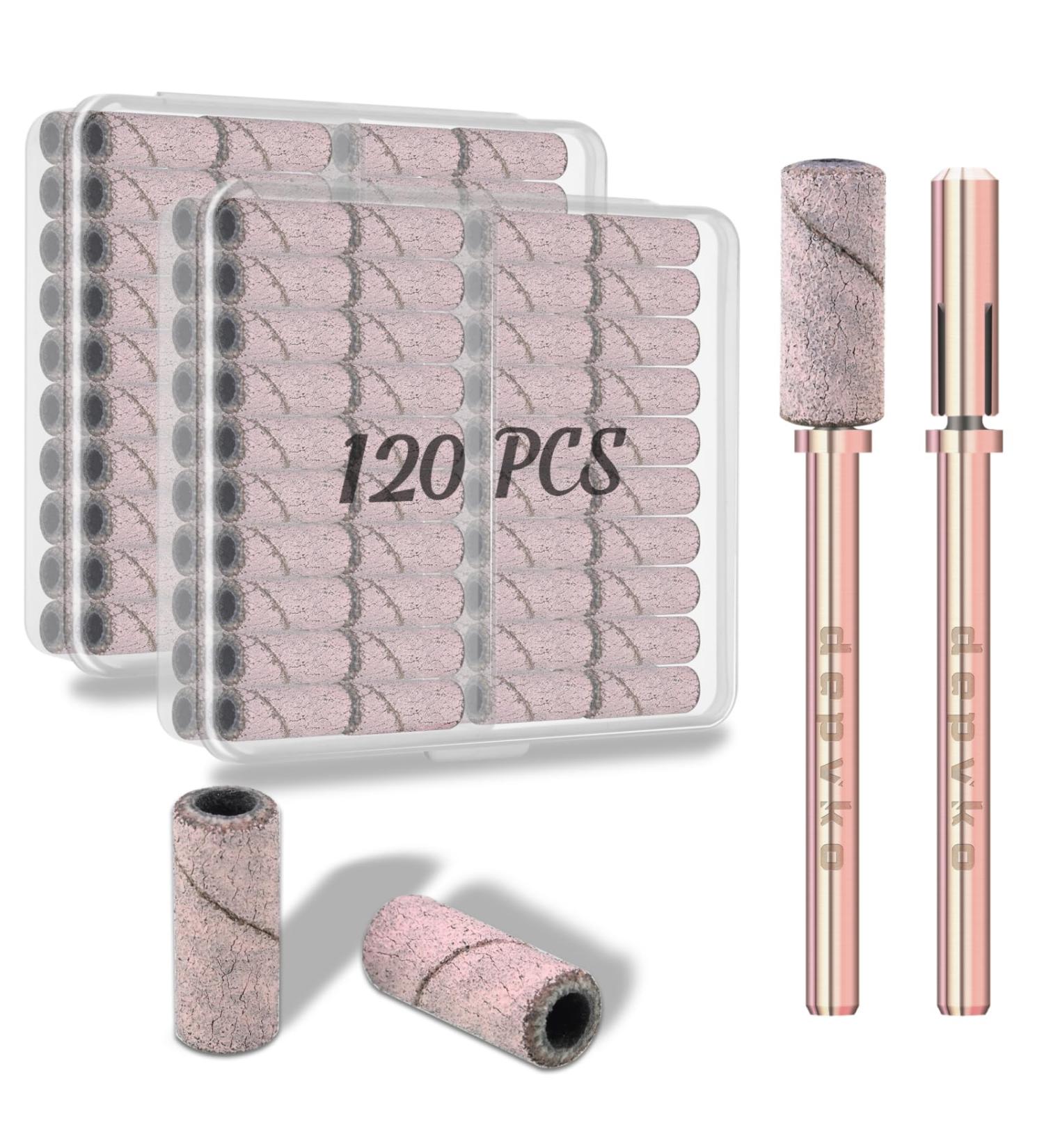 Depvko 120pcs Small Sanding Bands with 2pcs Nail Drill Bits - 240 Grit for Acrylic Nails, Gel Manicures, and Pedicures - Buy Online on GoSupps.com