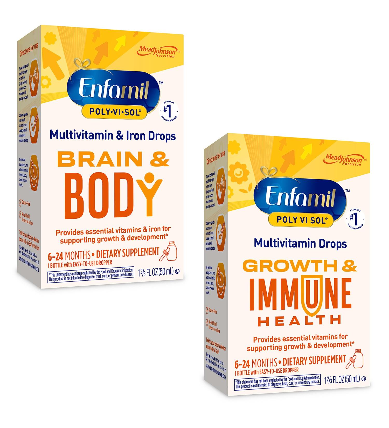Enfamil Poly-Vi-Sol Bundle: Liquid Multivitamin Supplements for Infants & Toddlers 2x50 mL Dropper Bottle - Buy Online on GoSupps.com