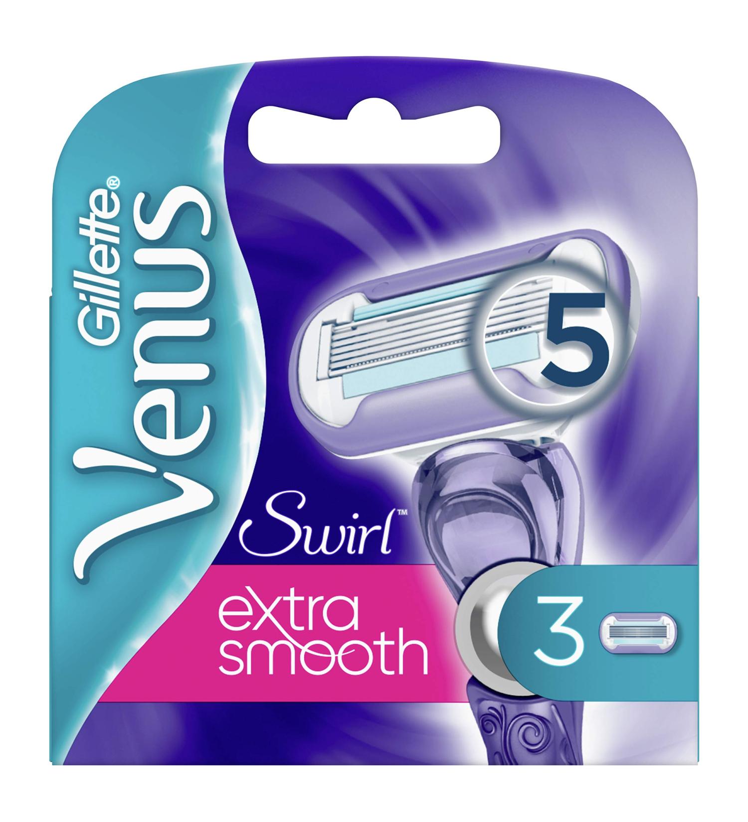 Gillette Venus Extra Smooth Swirl Razor Blades for Women - 3 Replacement Blades with Moisture Strip for Skin Protection | International Shipping - Buy Online on GoSupps.com
