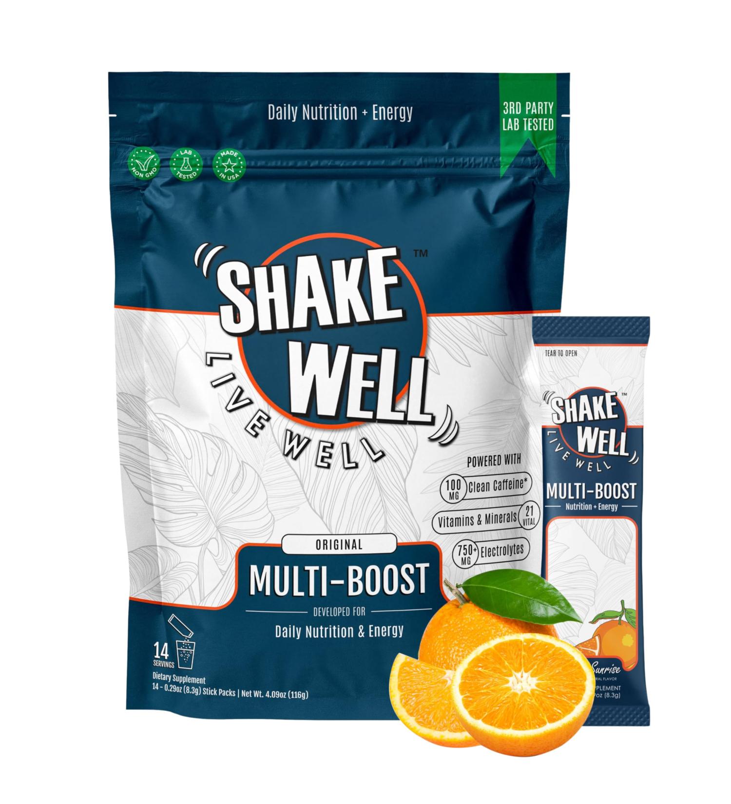 Buy Clean Energy Drink Mix with Cortisol Protection | All-Day Focus Natural Caffeine B12 D3+K2 Antioxidants & Electrolytes - Citrus Sunrise (14 Count - Buy Online on GoSupps.com