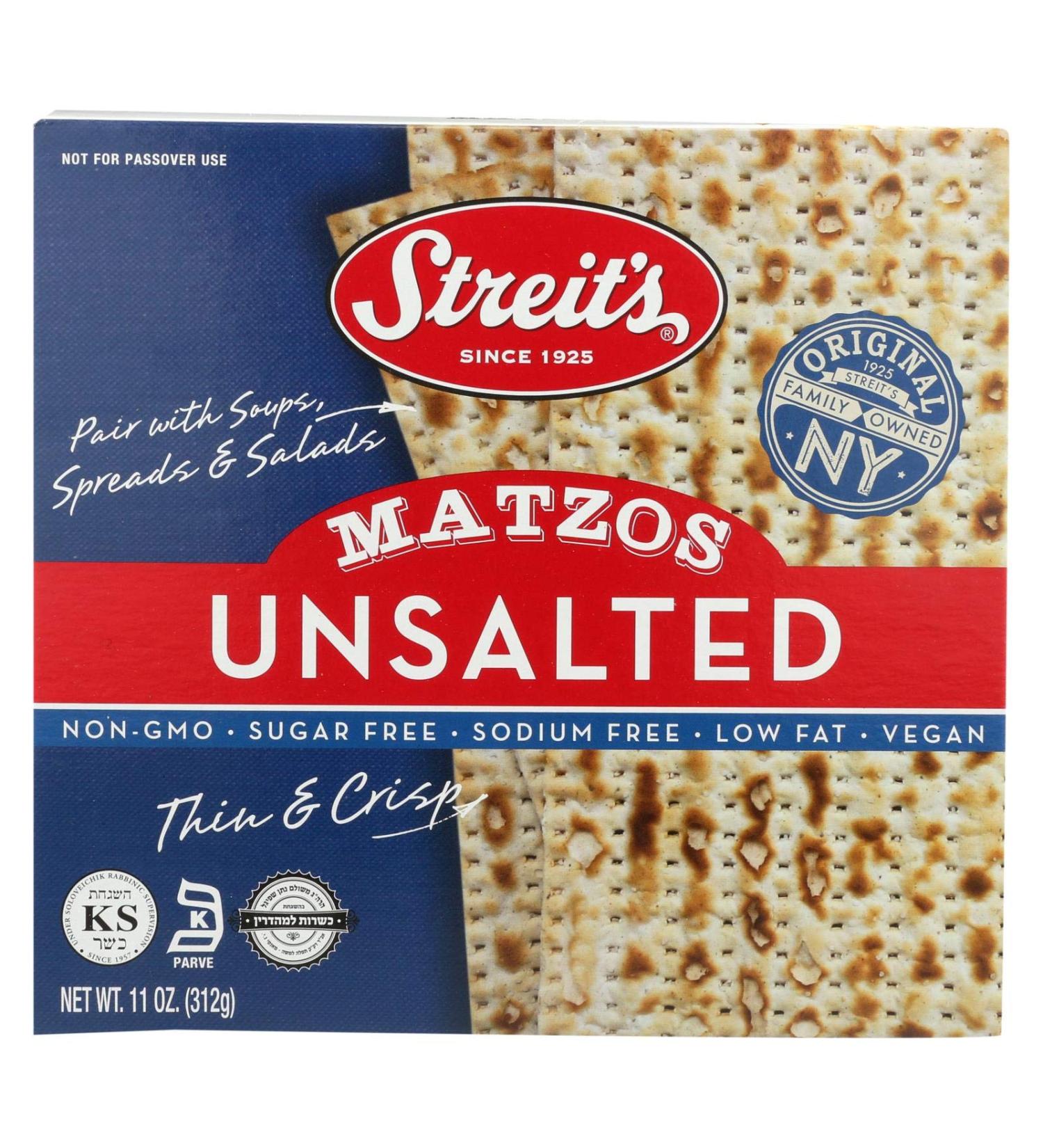 Streit's Unsalted Matzo, 11 Ounce (12 -Pack Total of 132 Oz)