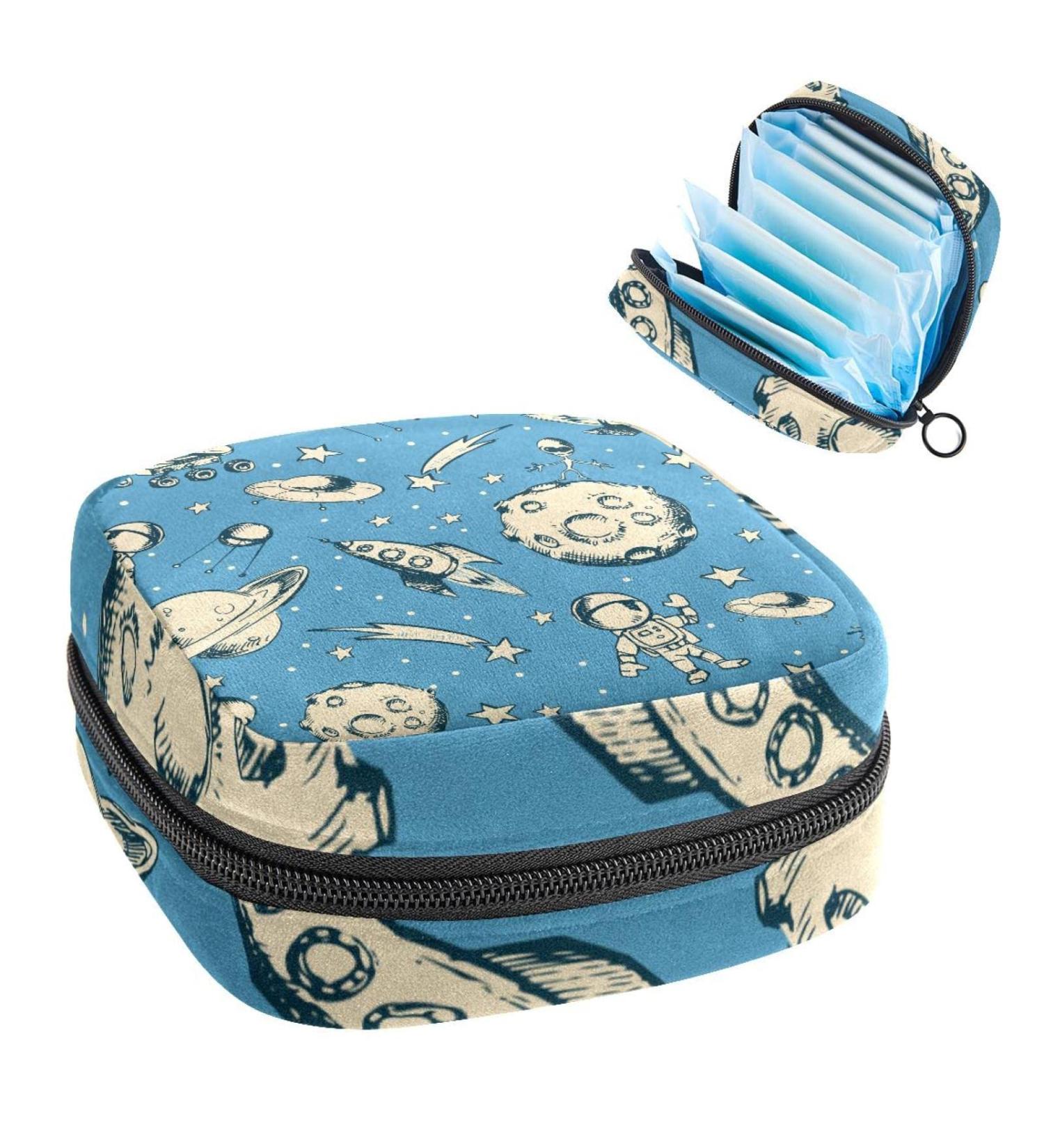 Women's Portable Period Kit Bag - Astronauts & Aliens Storage Pockets | Feminine Product Holder - Buy Online on GoSupps.com