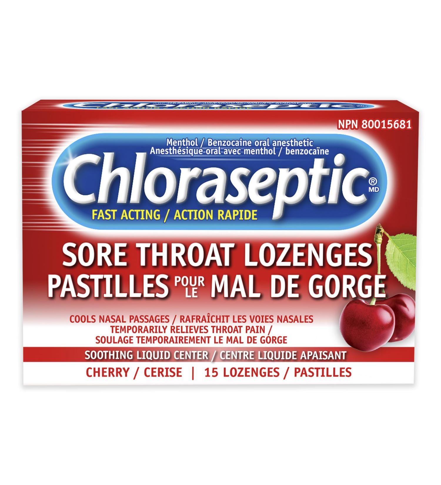 Chloraseptic Fast Acting Sore Throat Lozenges with Soothing Liquid Centre Cherry Flavour 15 Lozenges - Buy Online on GoSupps.com